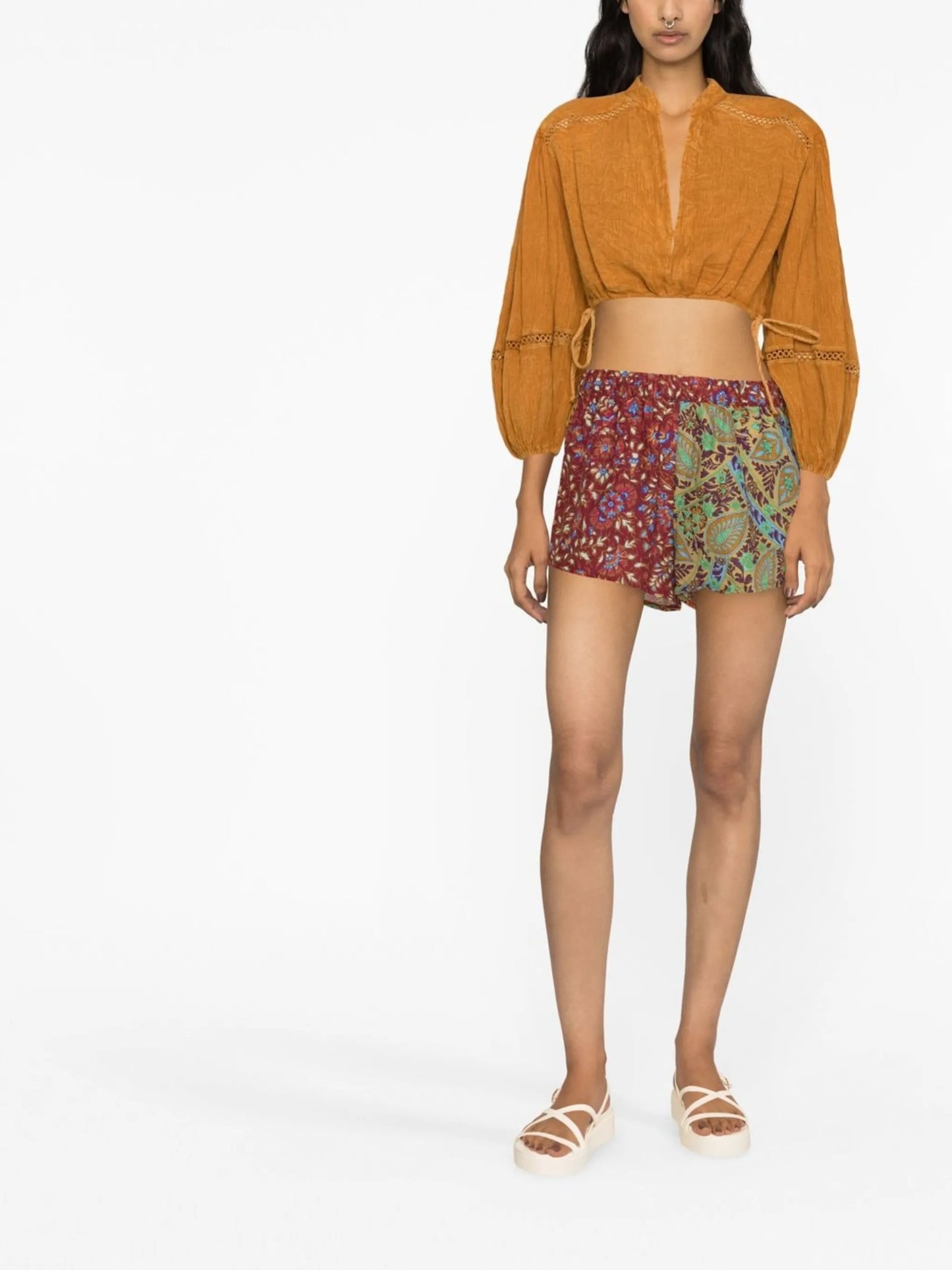 cropped long-sleeve blouse