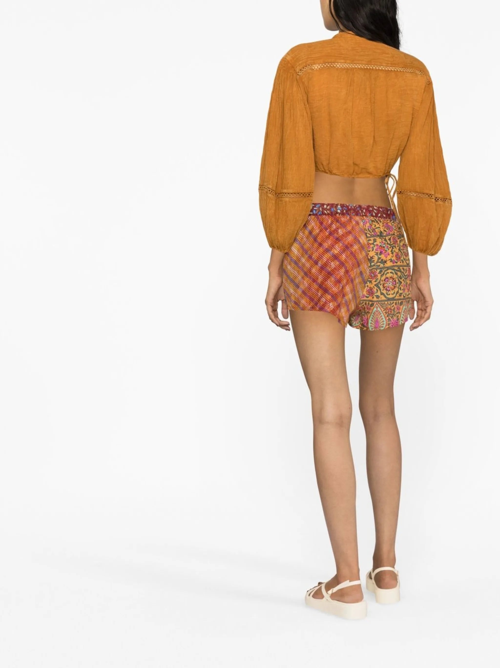 cropped long-sleeve blouse