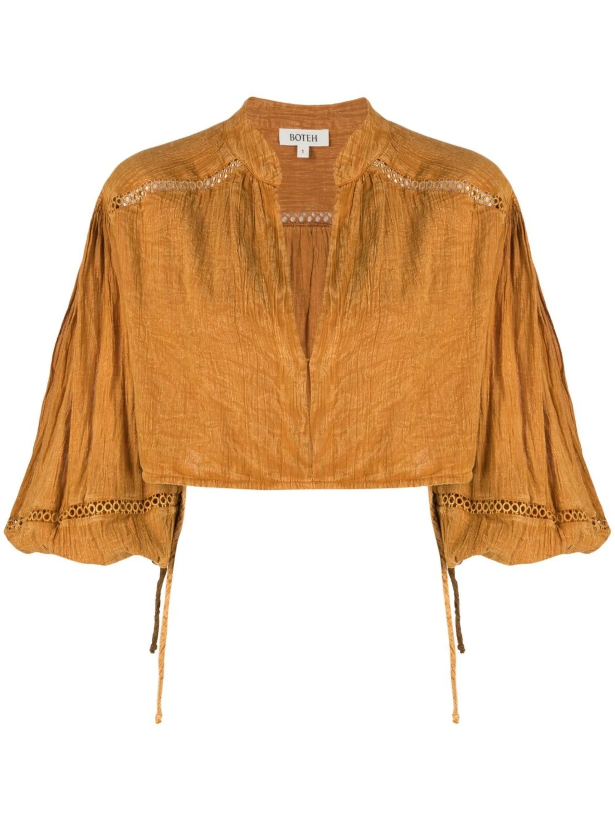 cropped long-sleeve blouse