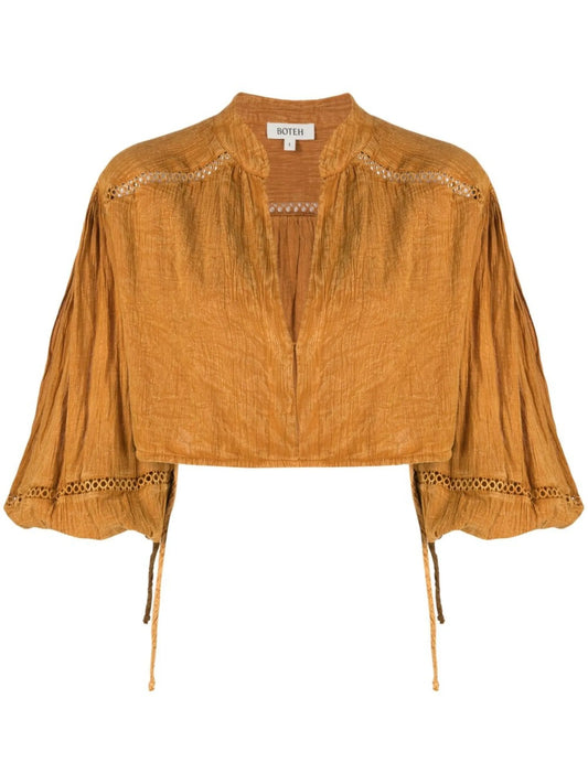 cropped long-sleeve blouse