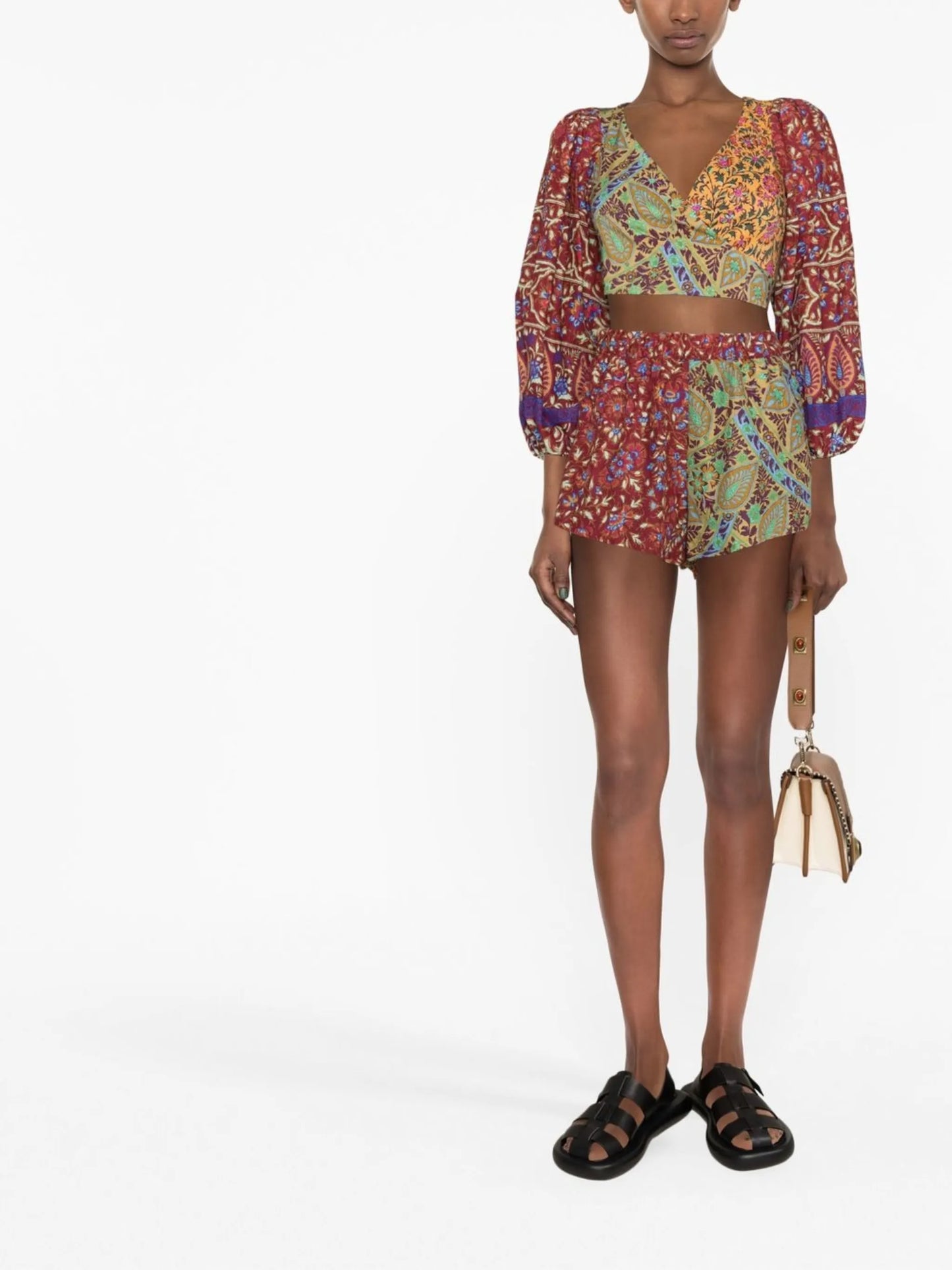 Es Canar mix-print shorts