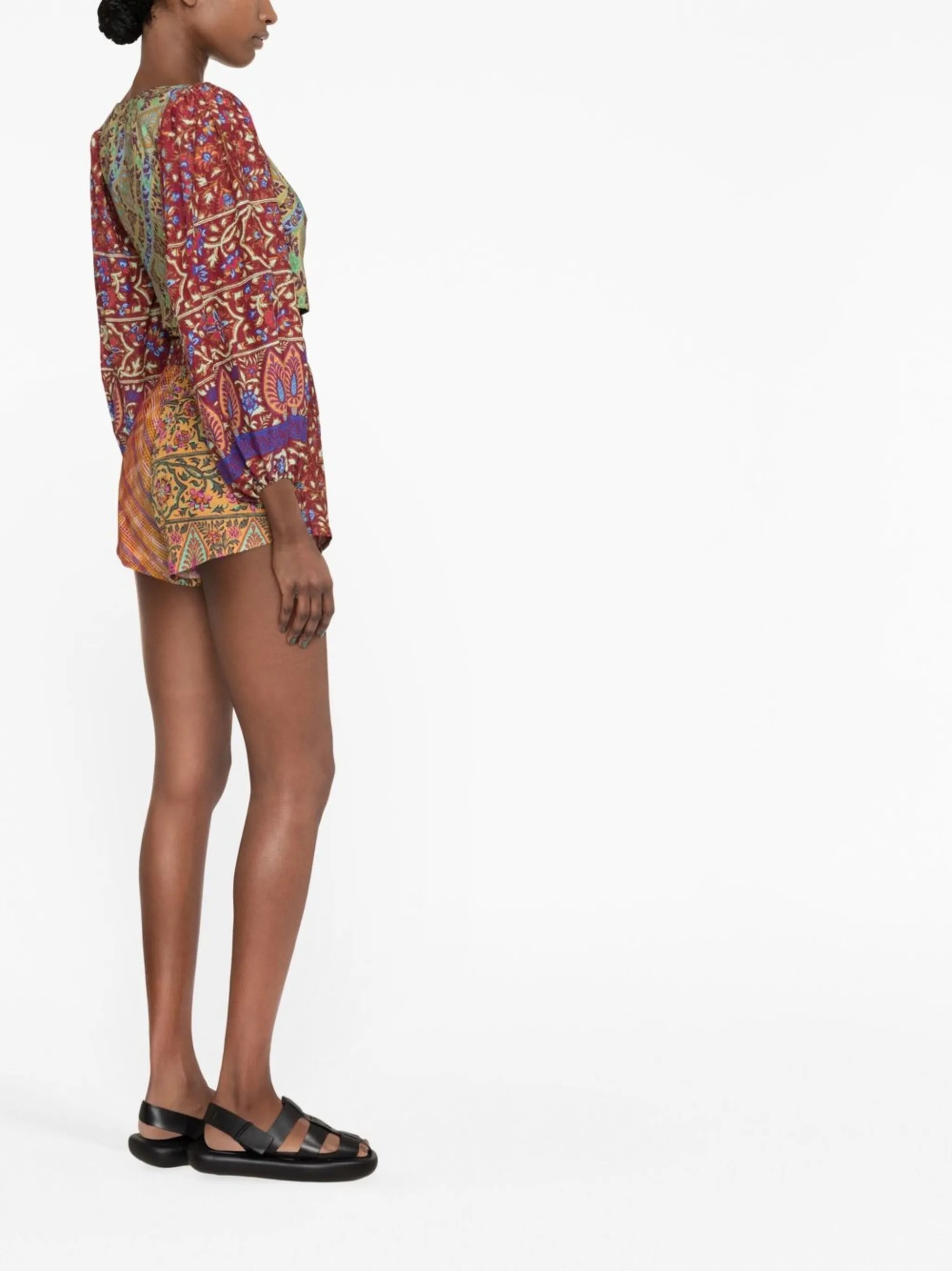 Es Canar mix-print shorts