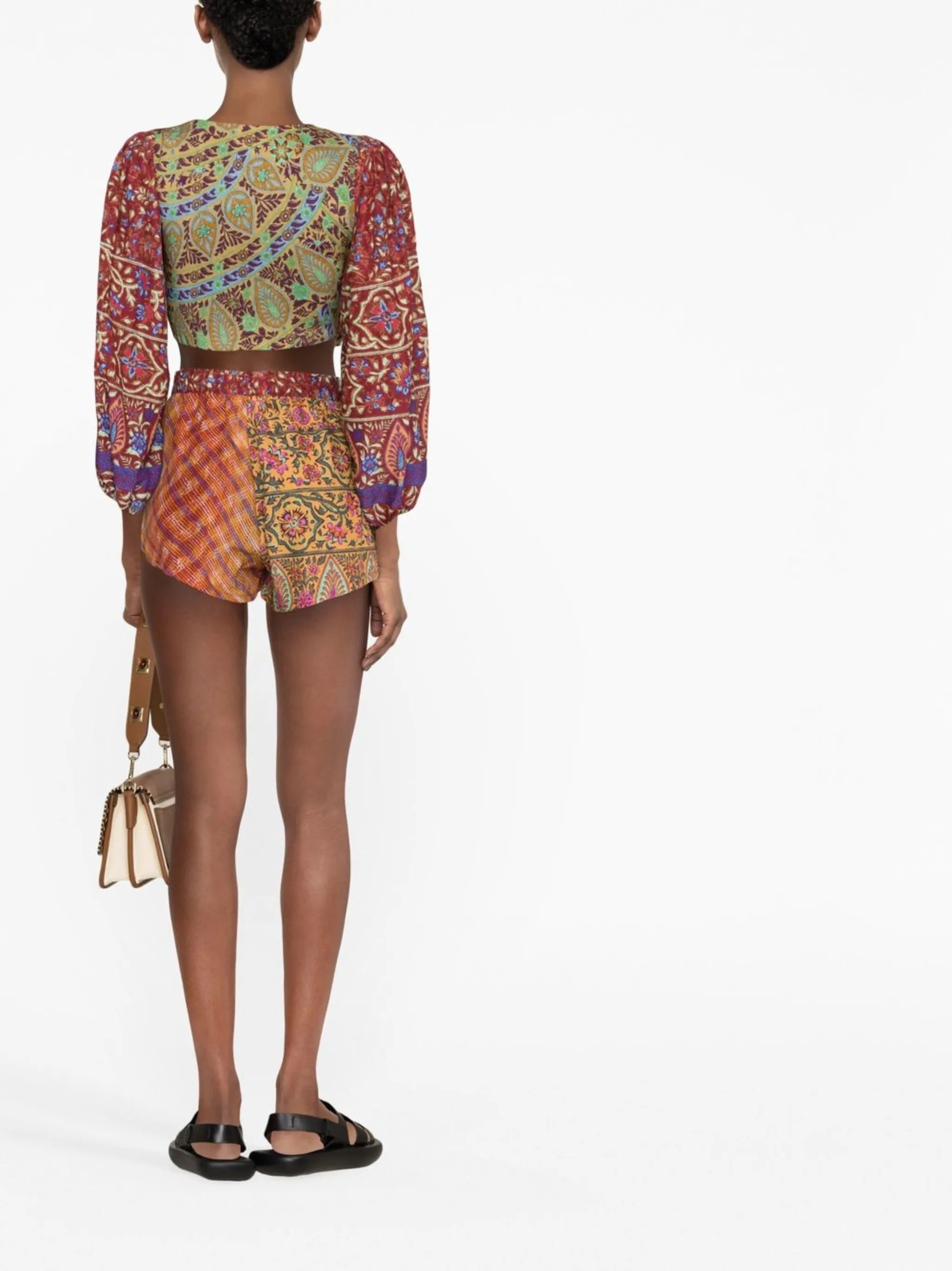 Es Canar mix-print shorts