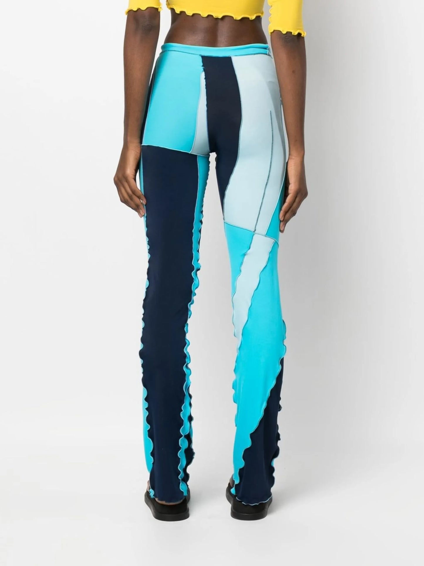 colour-block ruffled slim trousers