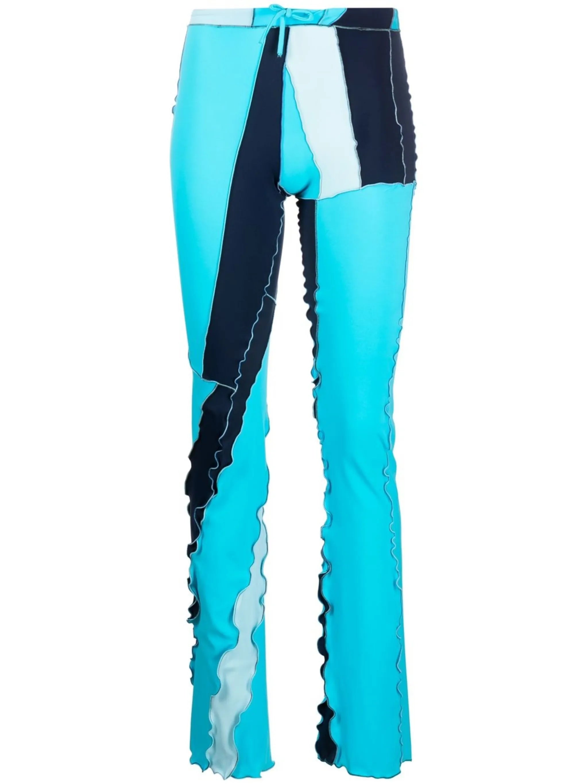 colour-block ruffled slim trousers