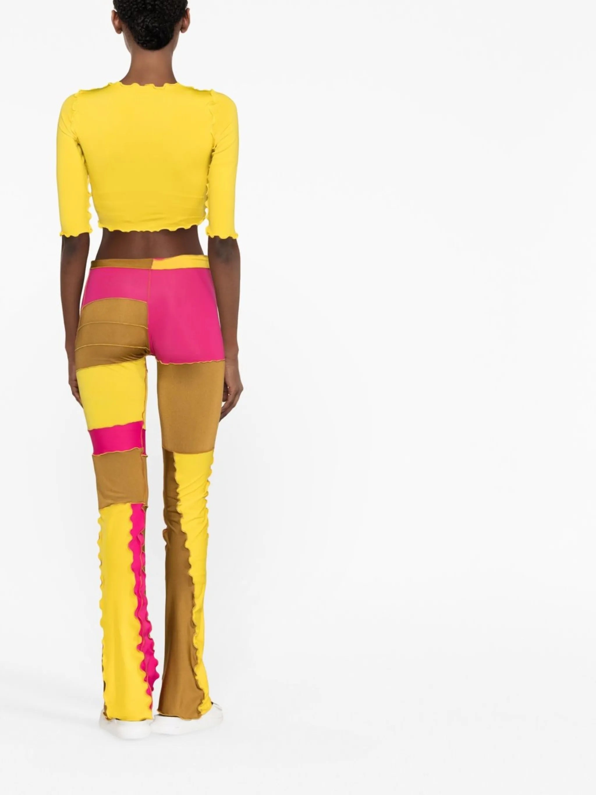 patchwork slim-fit trousers
