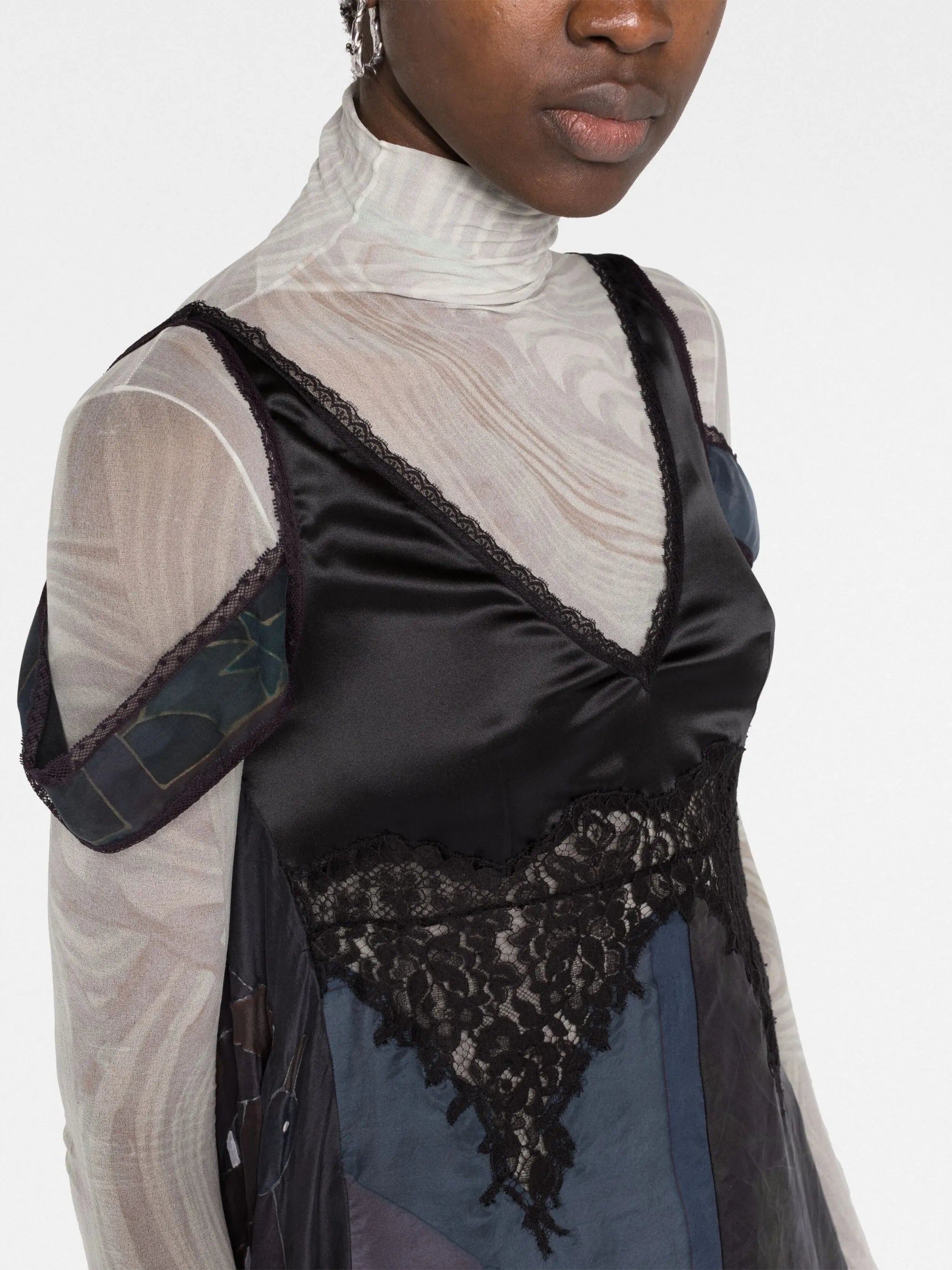 V-neck silk midi dress