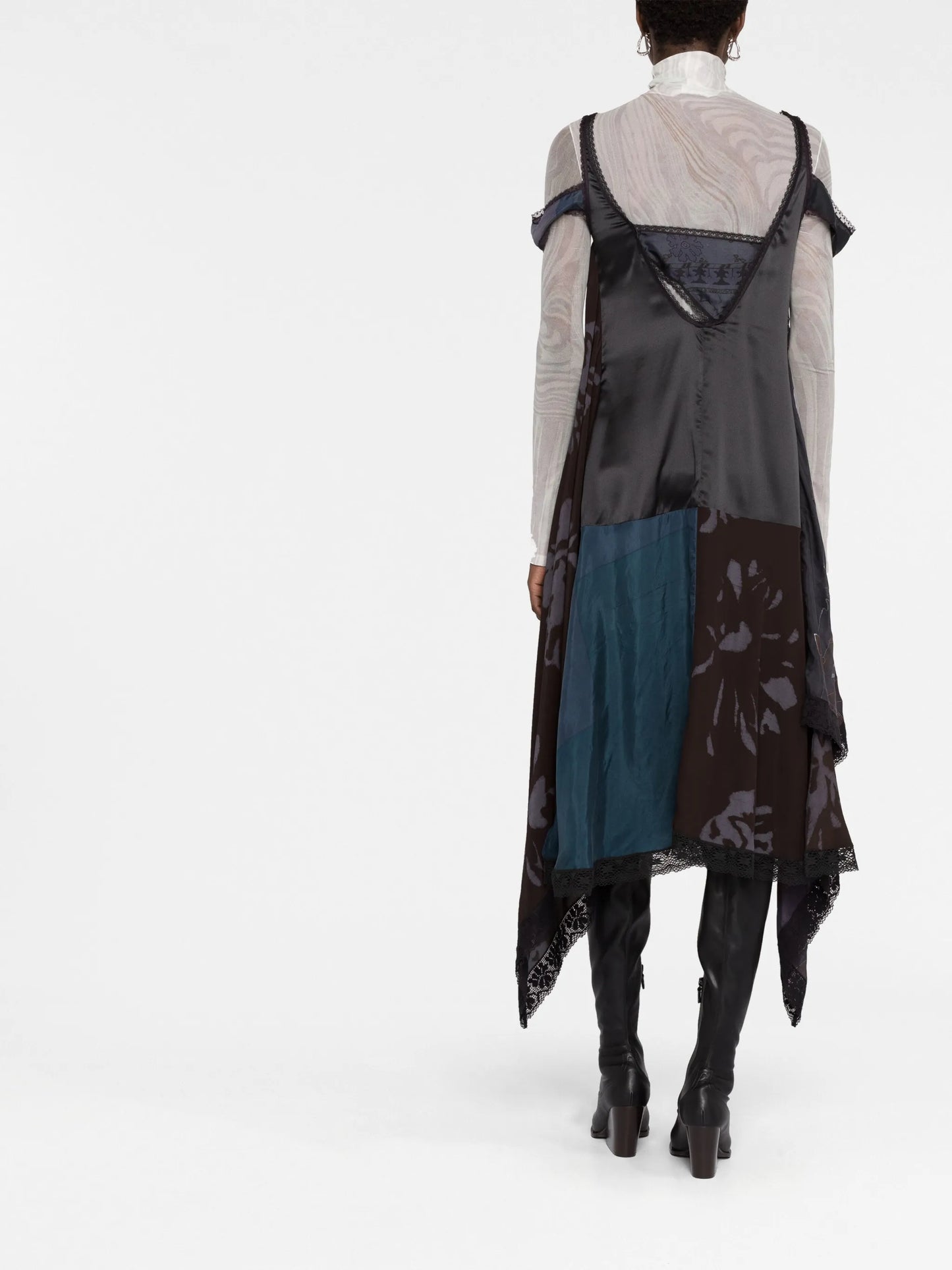 V-neck silk midi dress