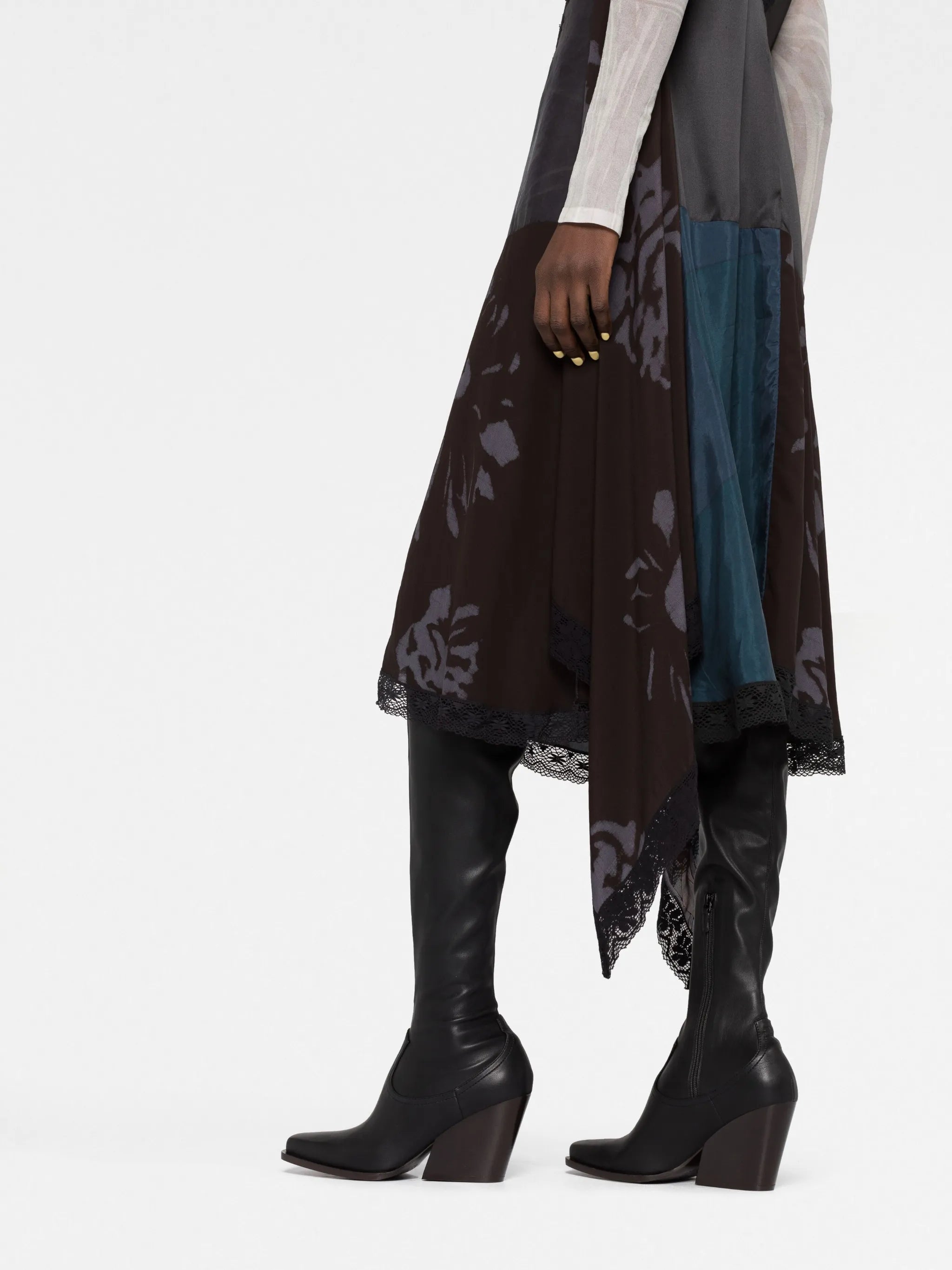 V-neck silk midi dress