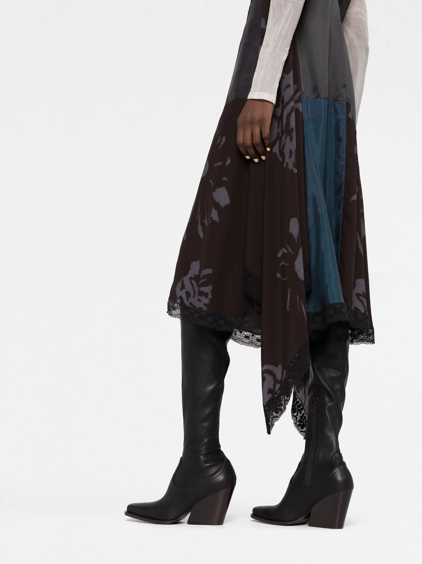 V-neck silk midi dress