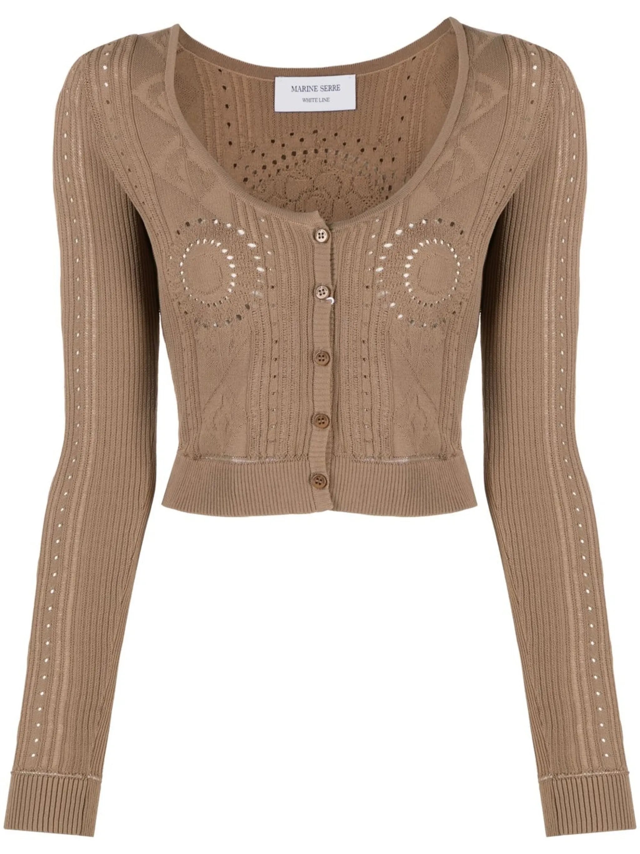 pointelle-knit cropped cardigan