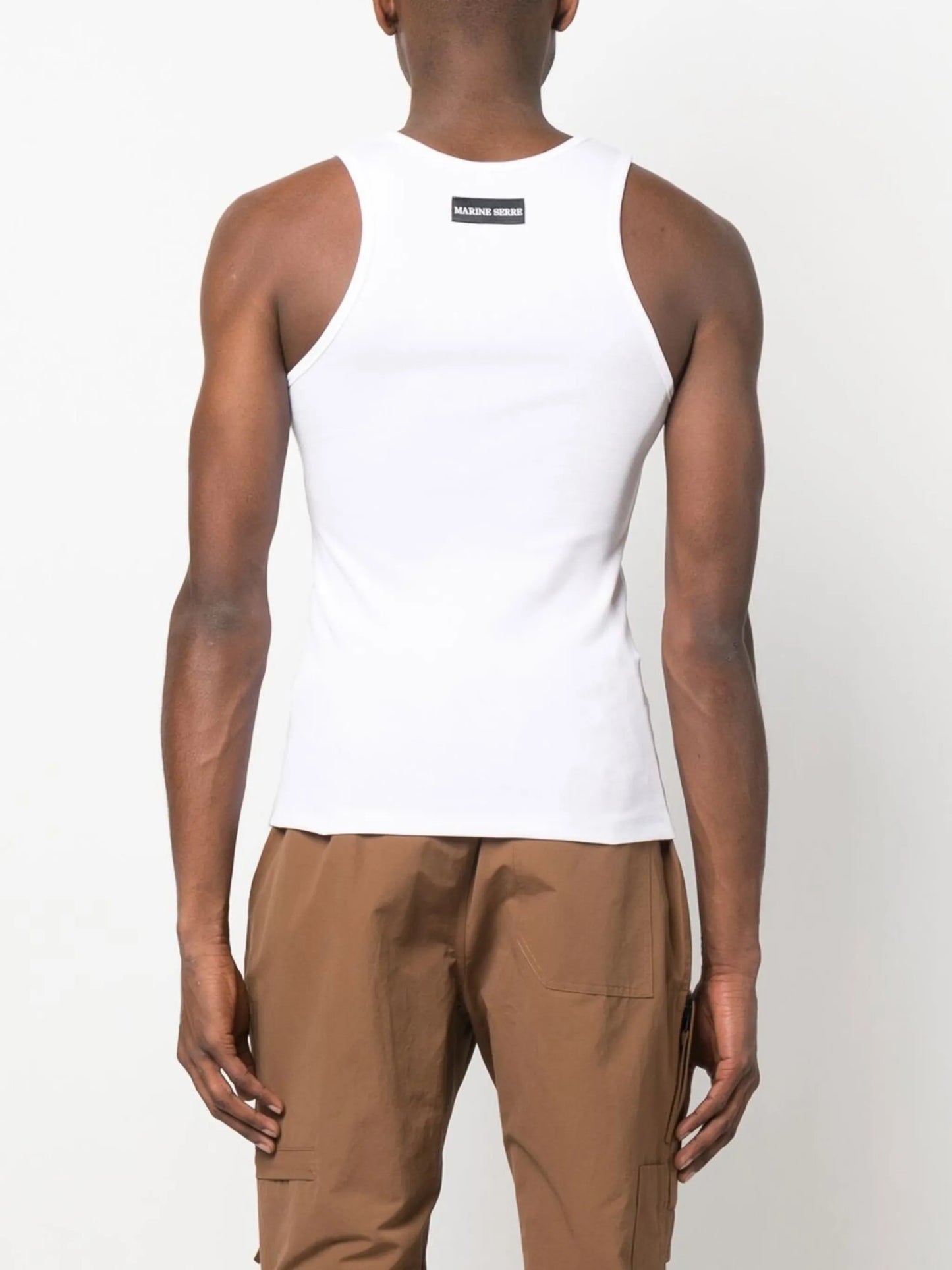 crescent-moon sleeveless top