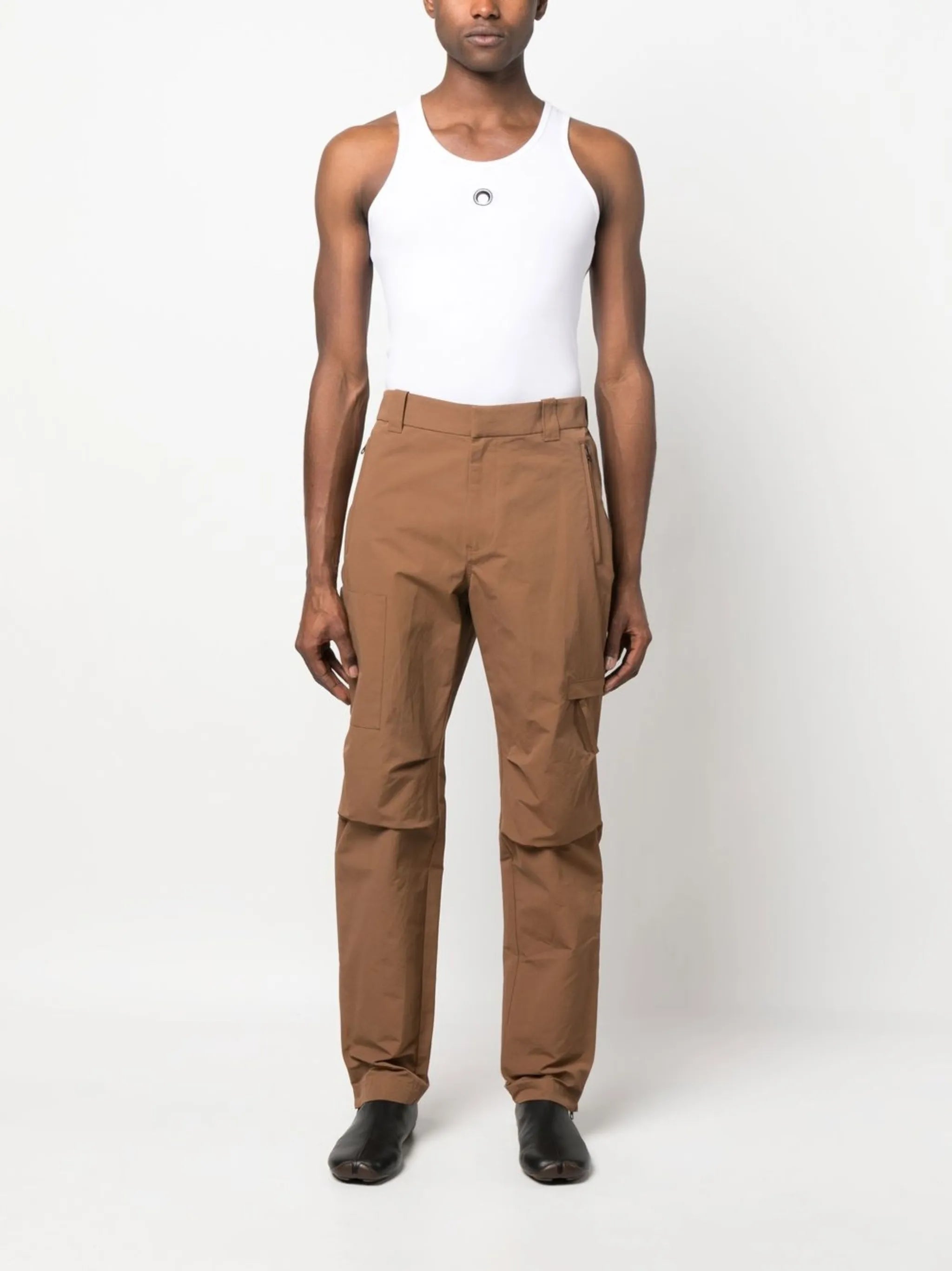 crescent-moon sleeveless top