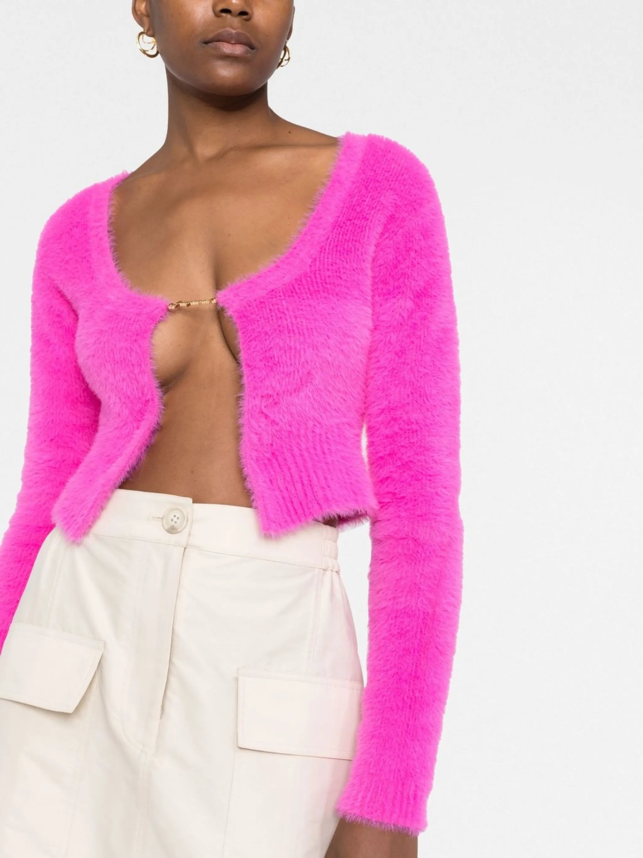 La Maille logo-charm cropped cardigan