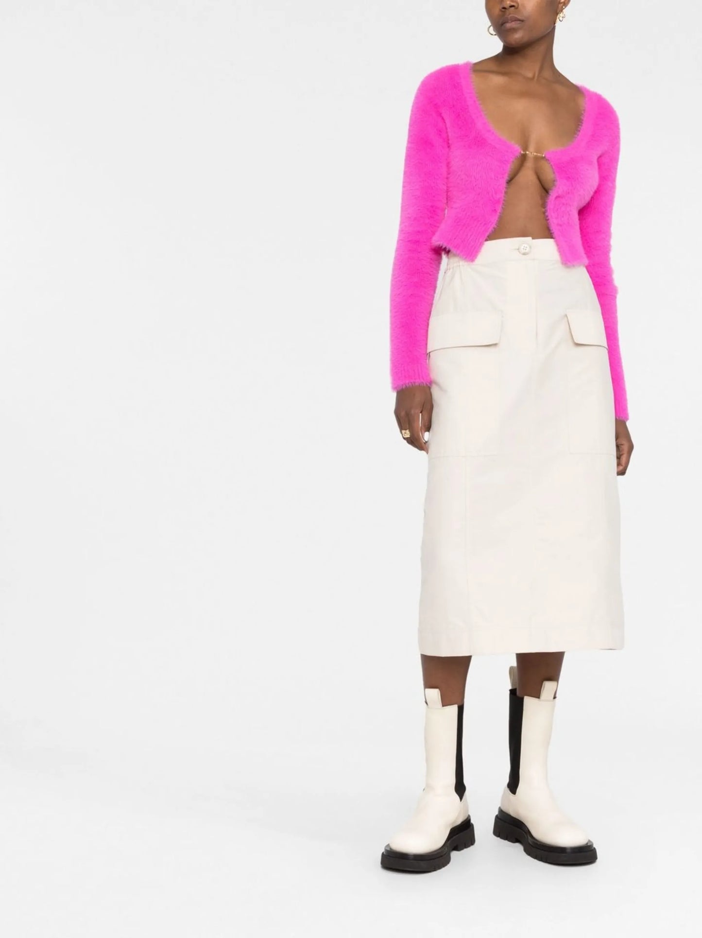 La Maille logo-charm cropped cardigan