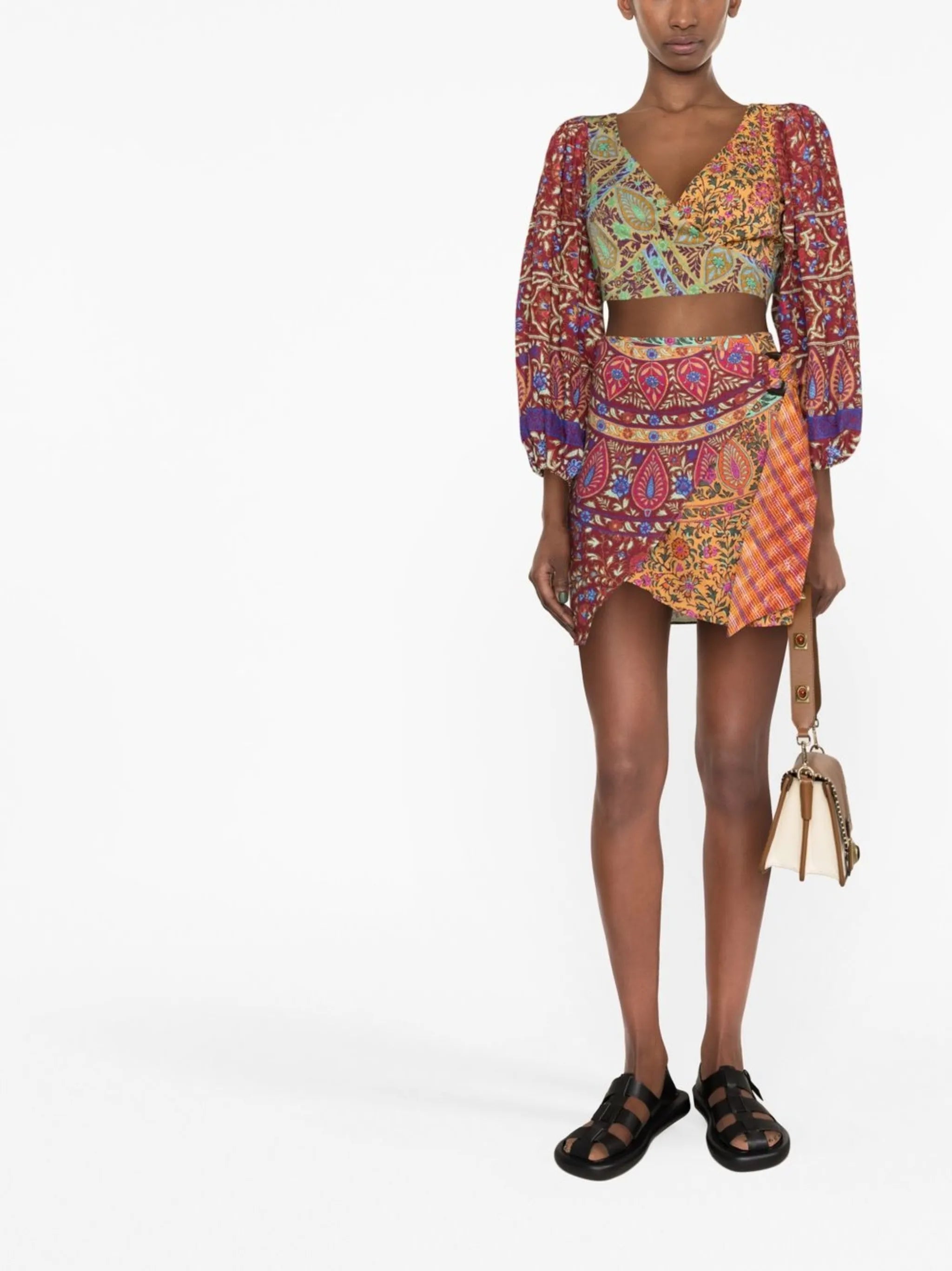 Es Canar puff-sleeve crop top
