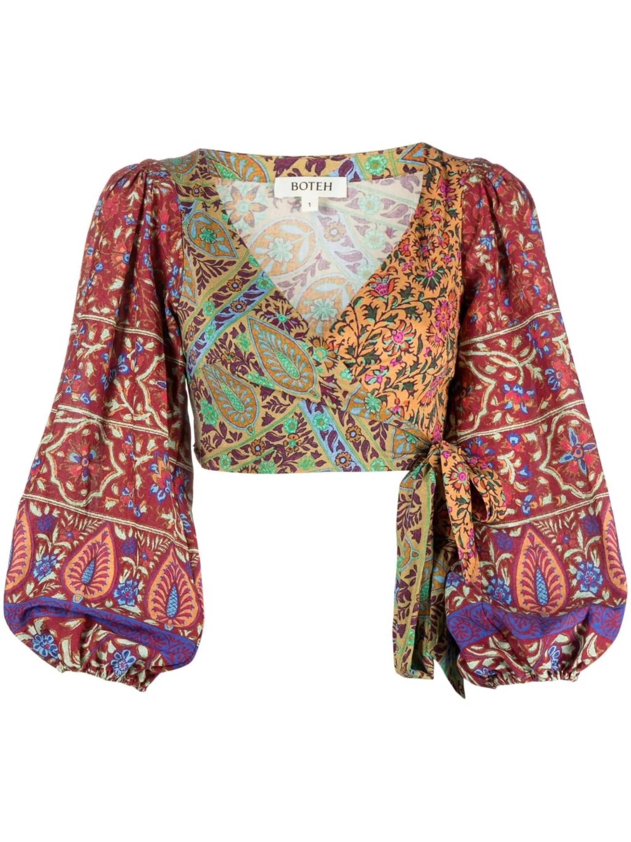 Es Canar puff-sleeve crop top