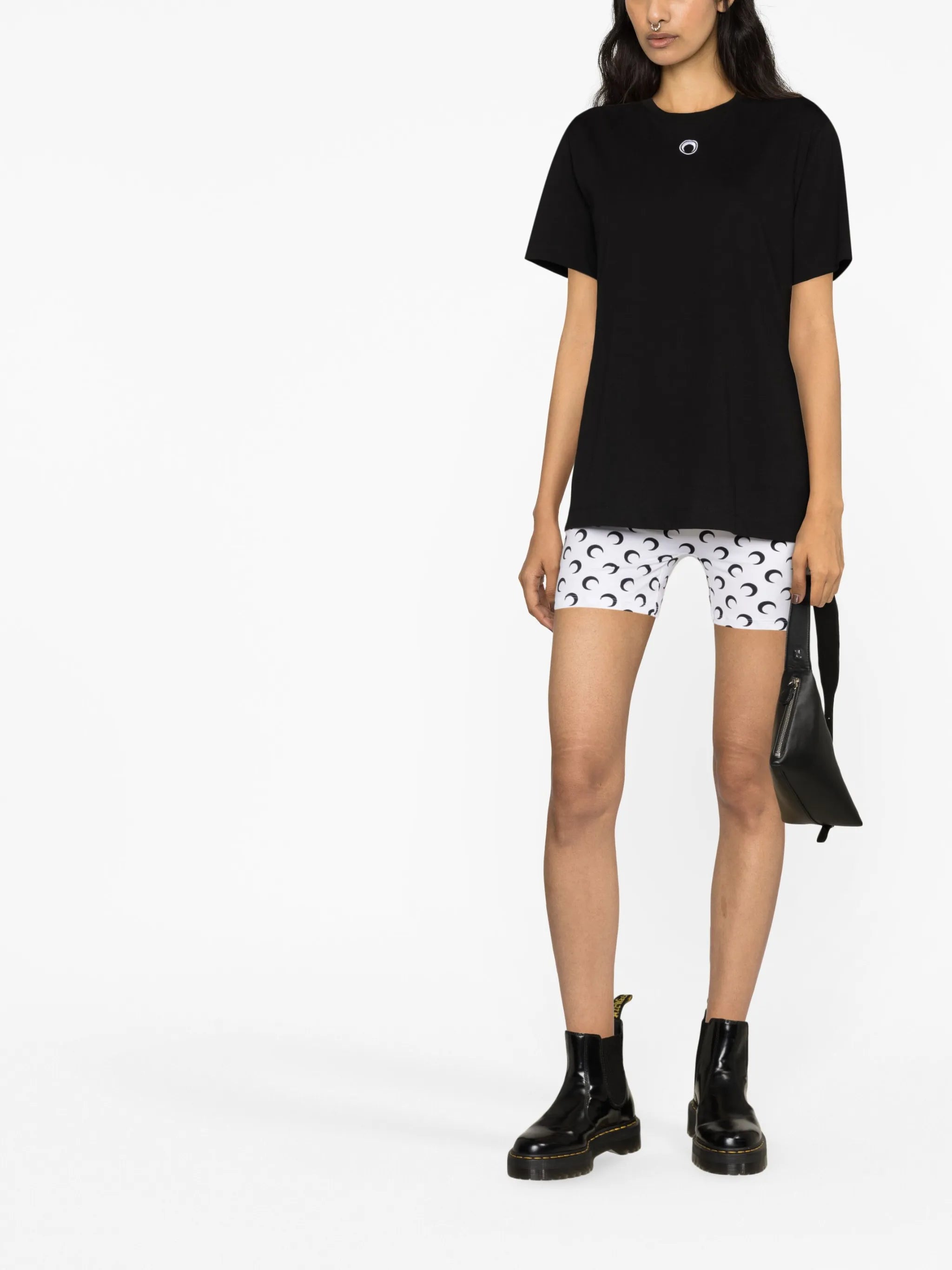 moon-print yoga shorts