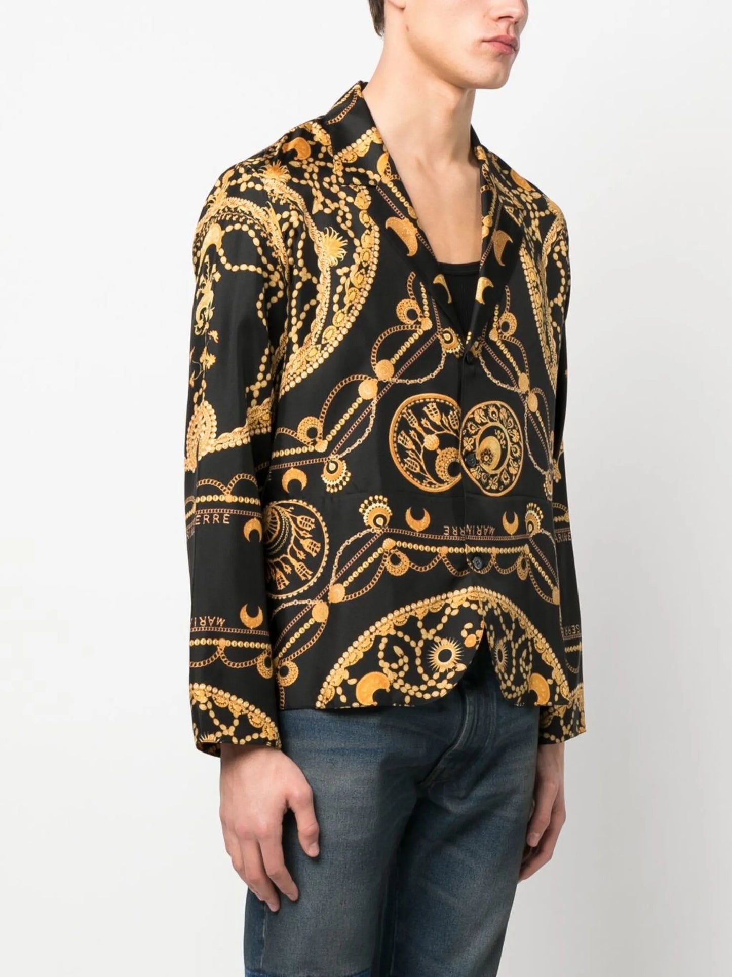 Ornament Jewelry printed silk shirt