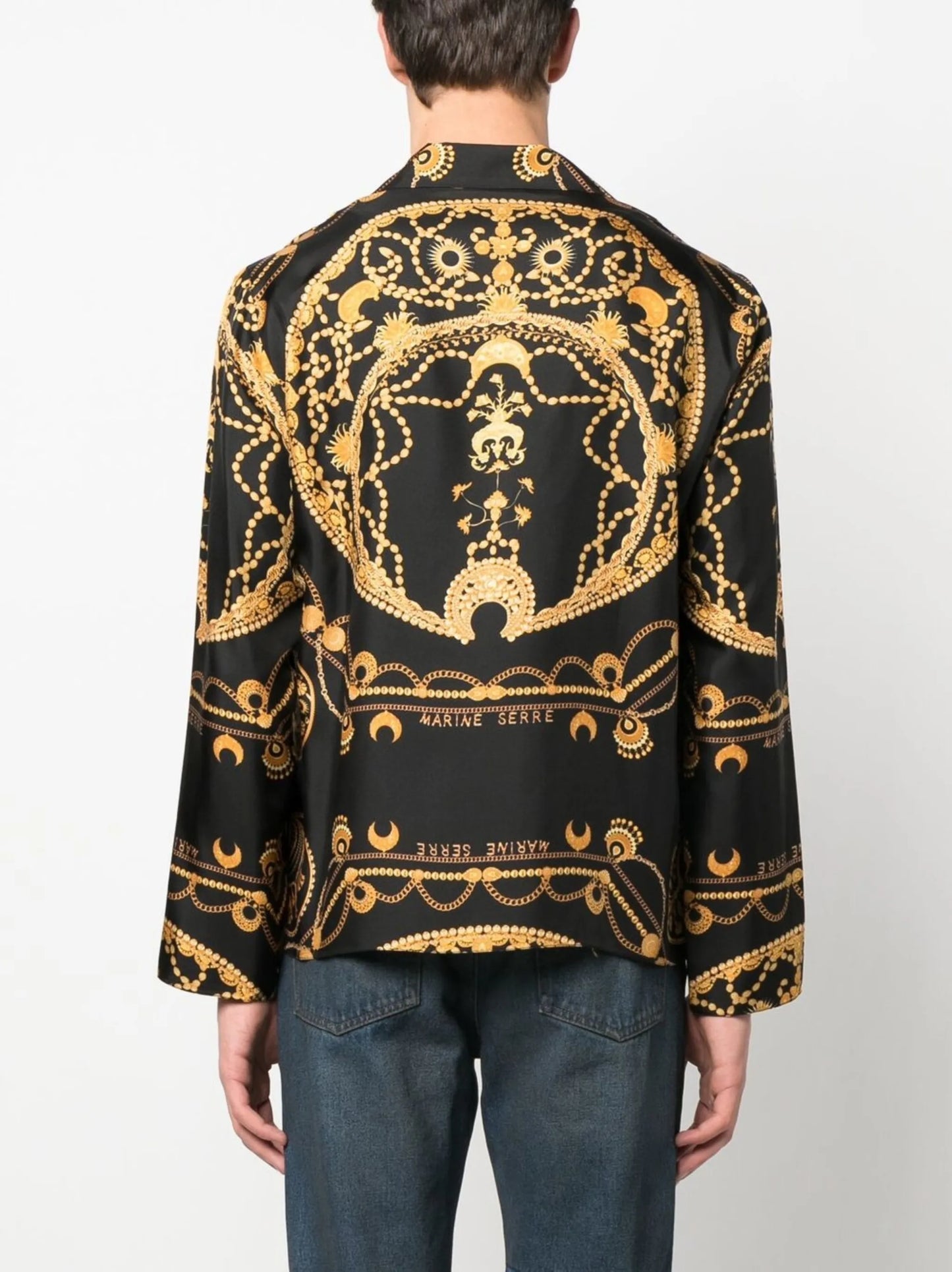 Ornament Jewelry printed silk shirt