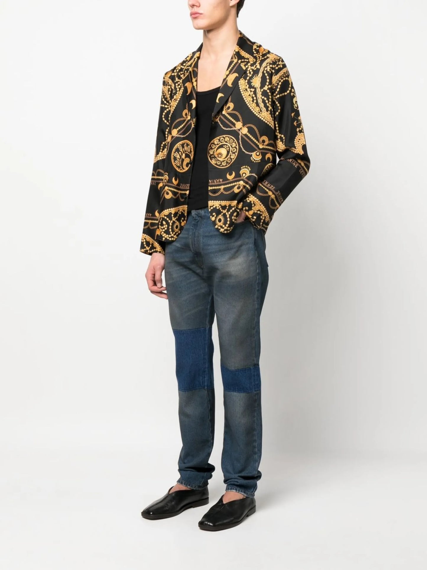 Ornament Jewelry printed silk shirt