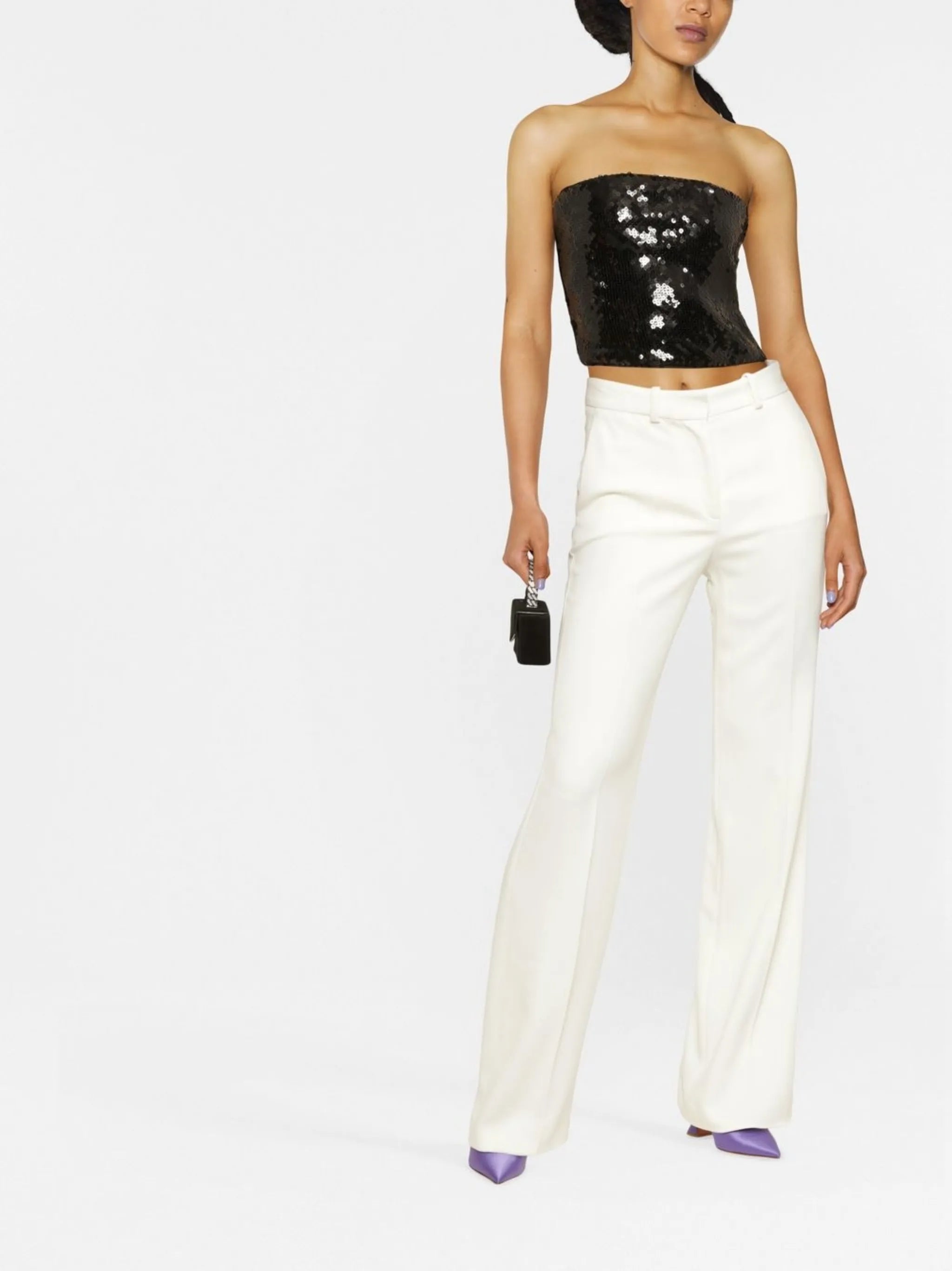 strapless sequin-embellished top