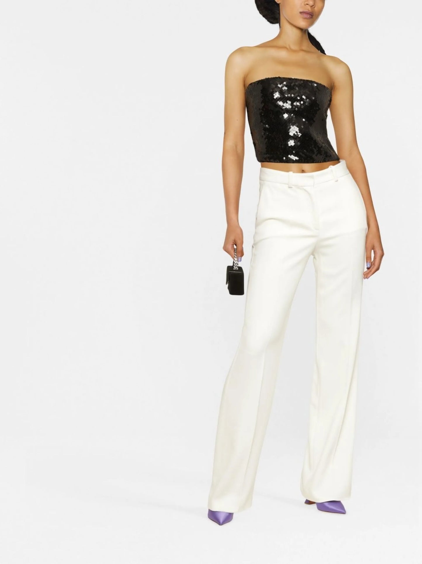 strapless sequin-embellished top