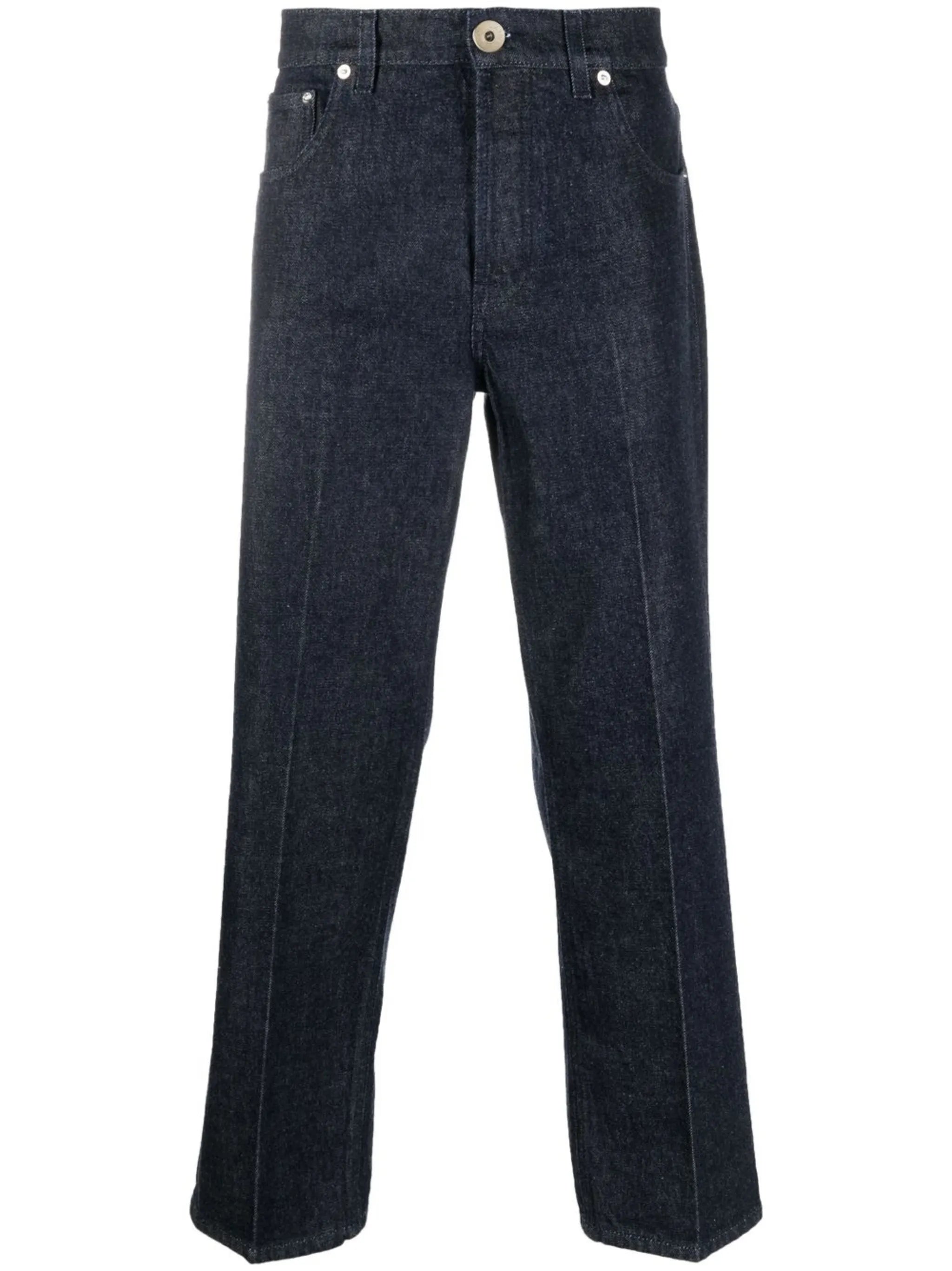 mid-rise straight-leg jeans
