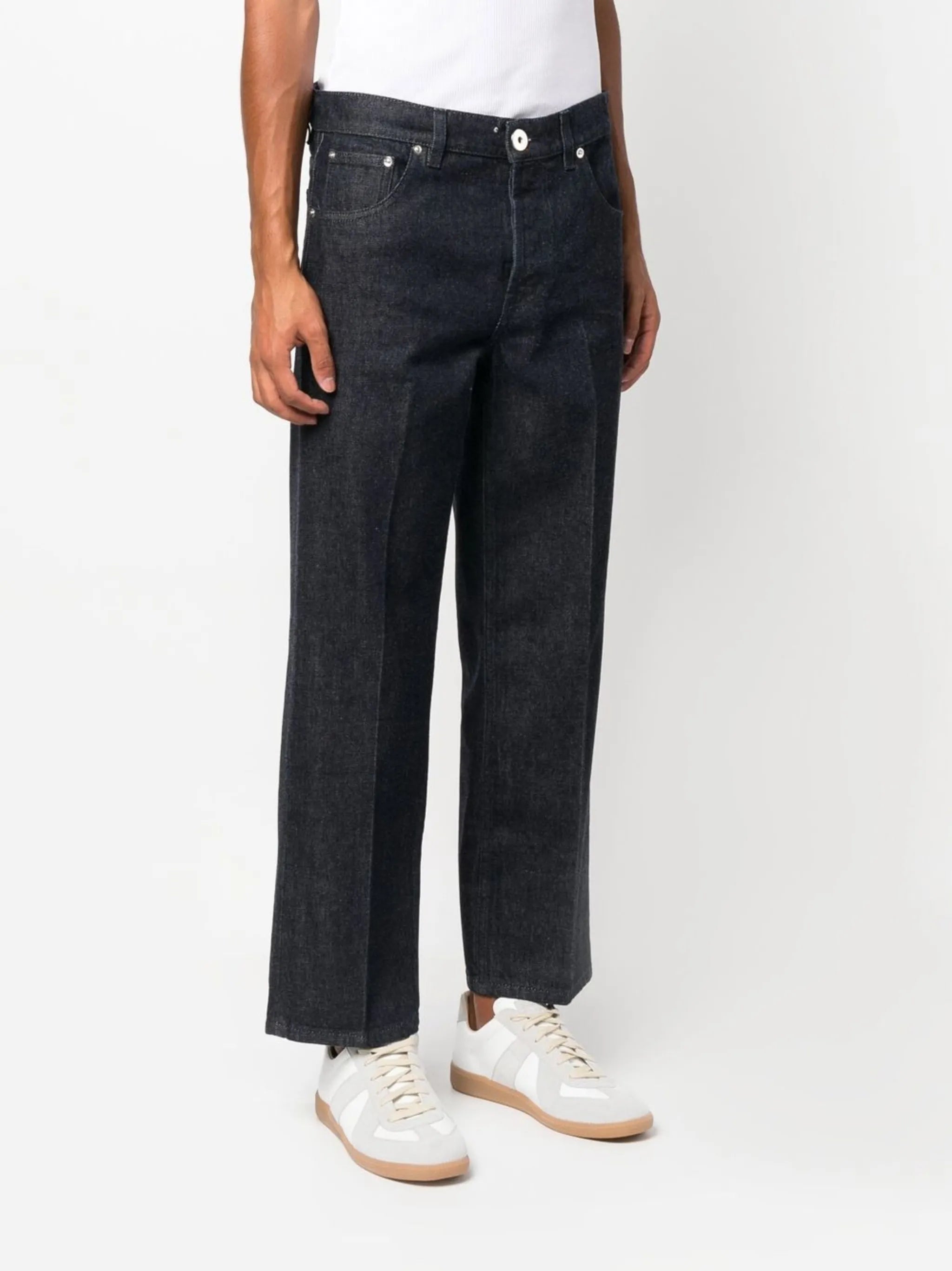 mid-rise straight-leg jeans