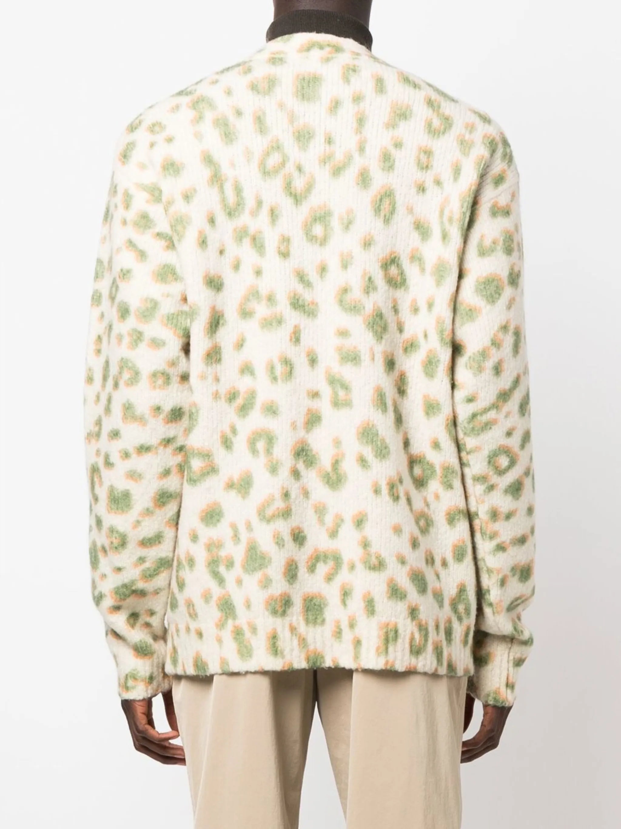 V-neck leopard-print cardigan