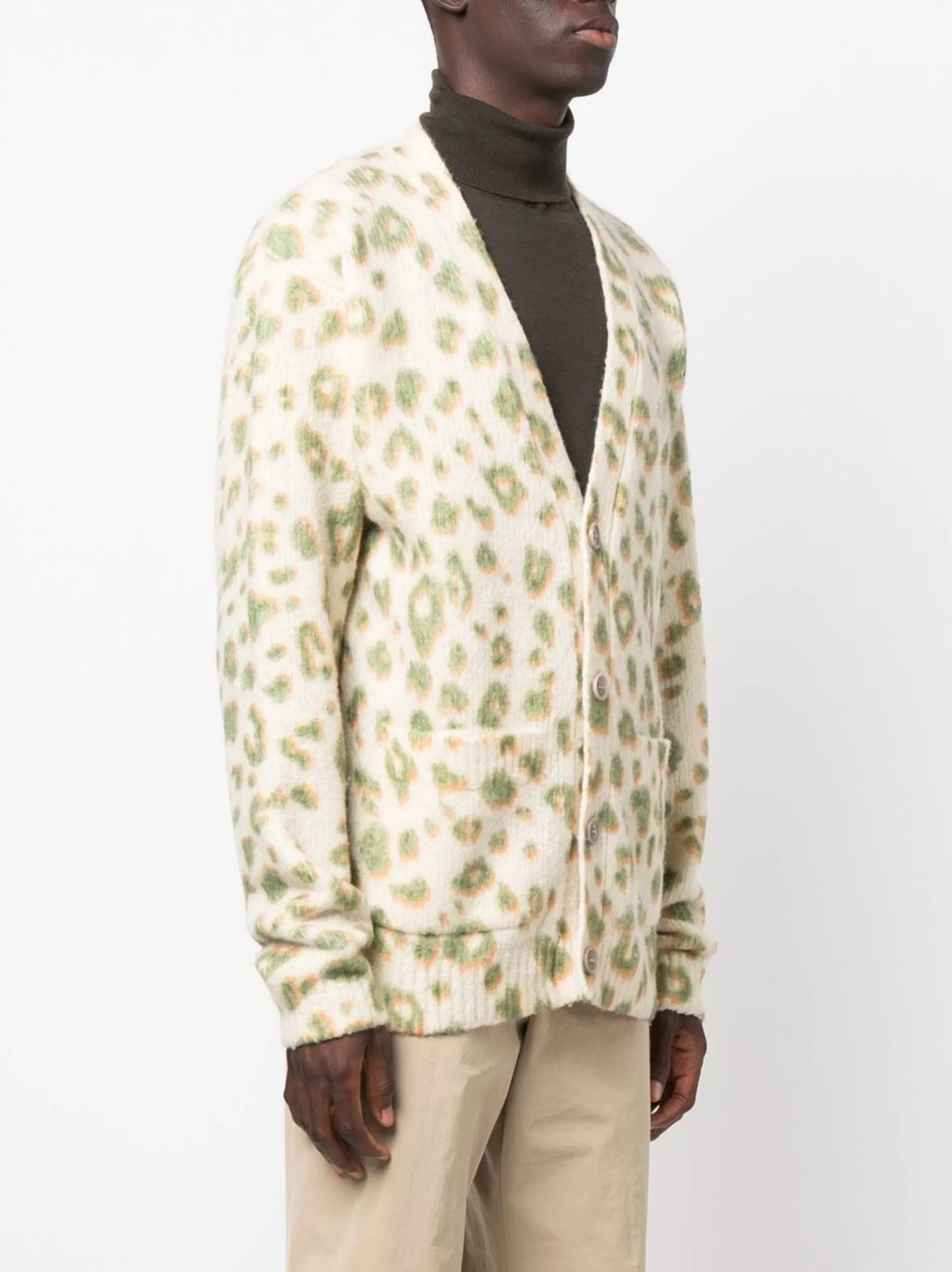 V-neck leopard-print cardigan
