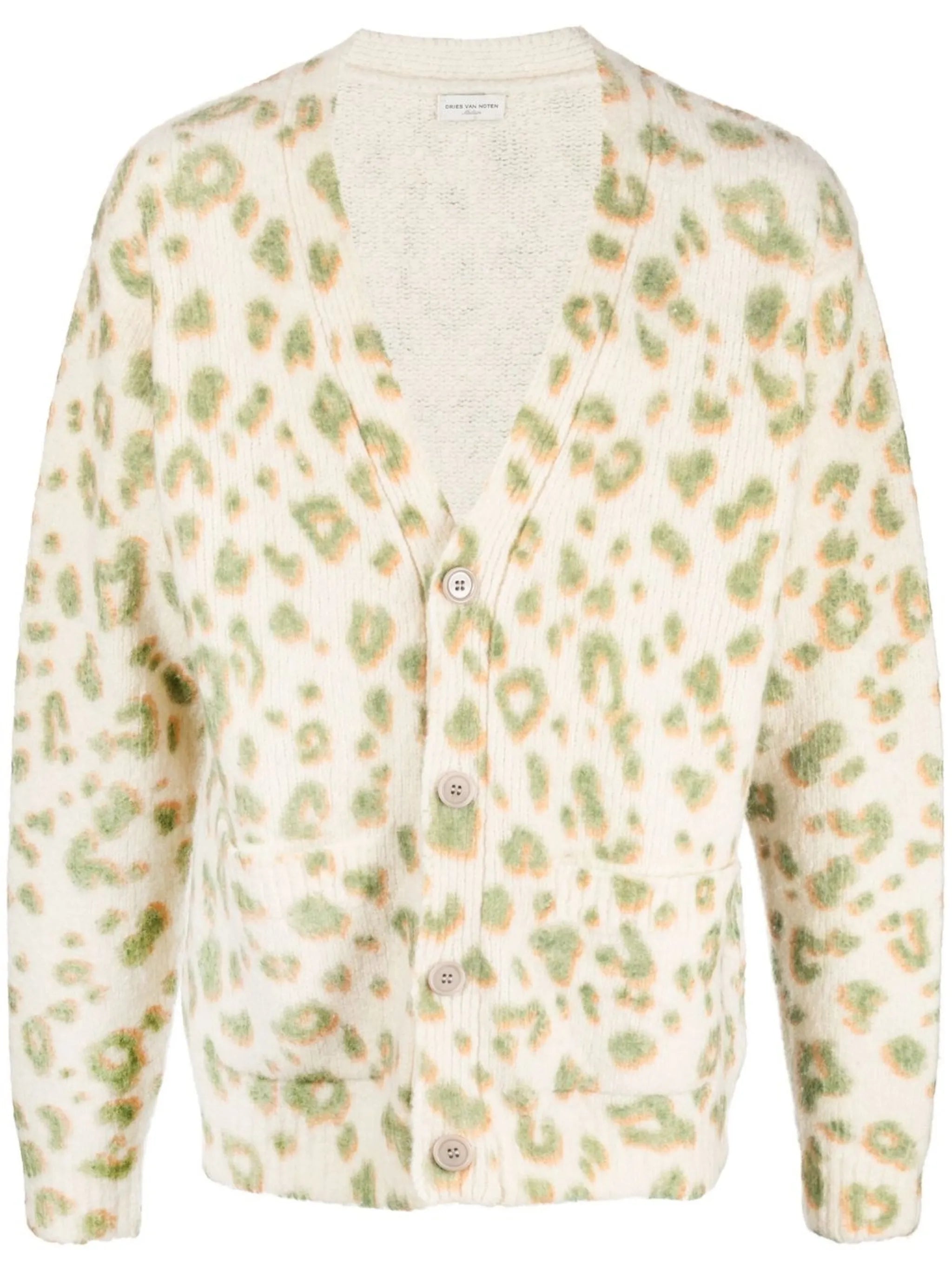 V-neck leopard-print cardigan