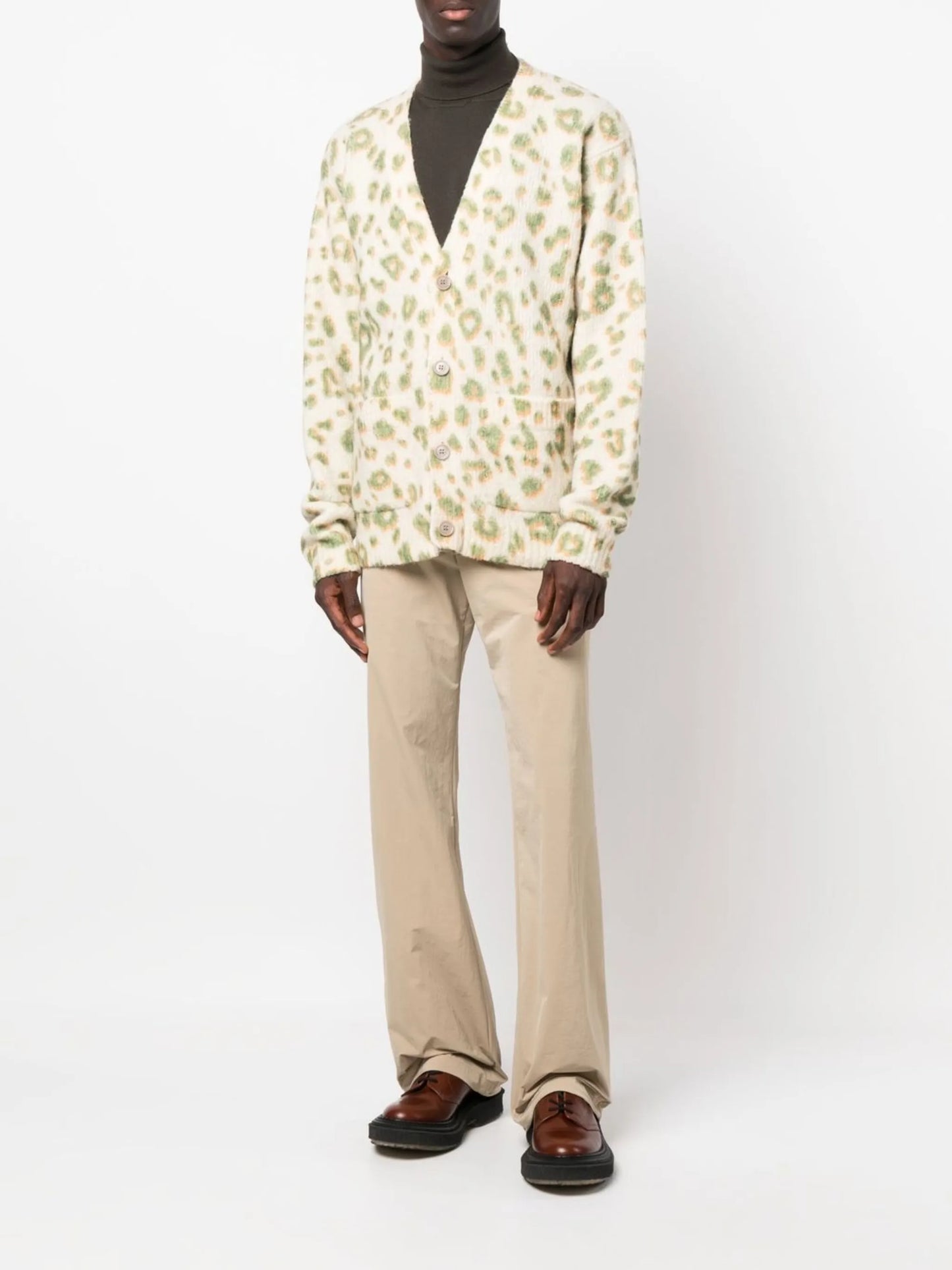 V-neck leopard-print cardigan