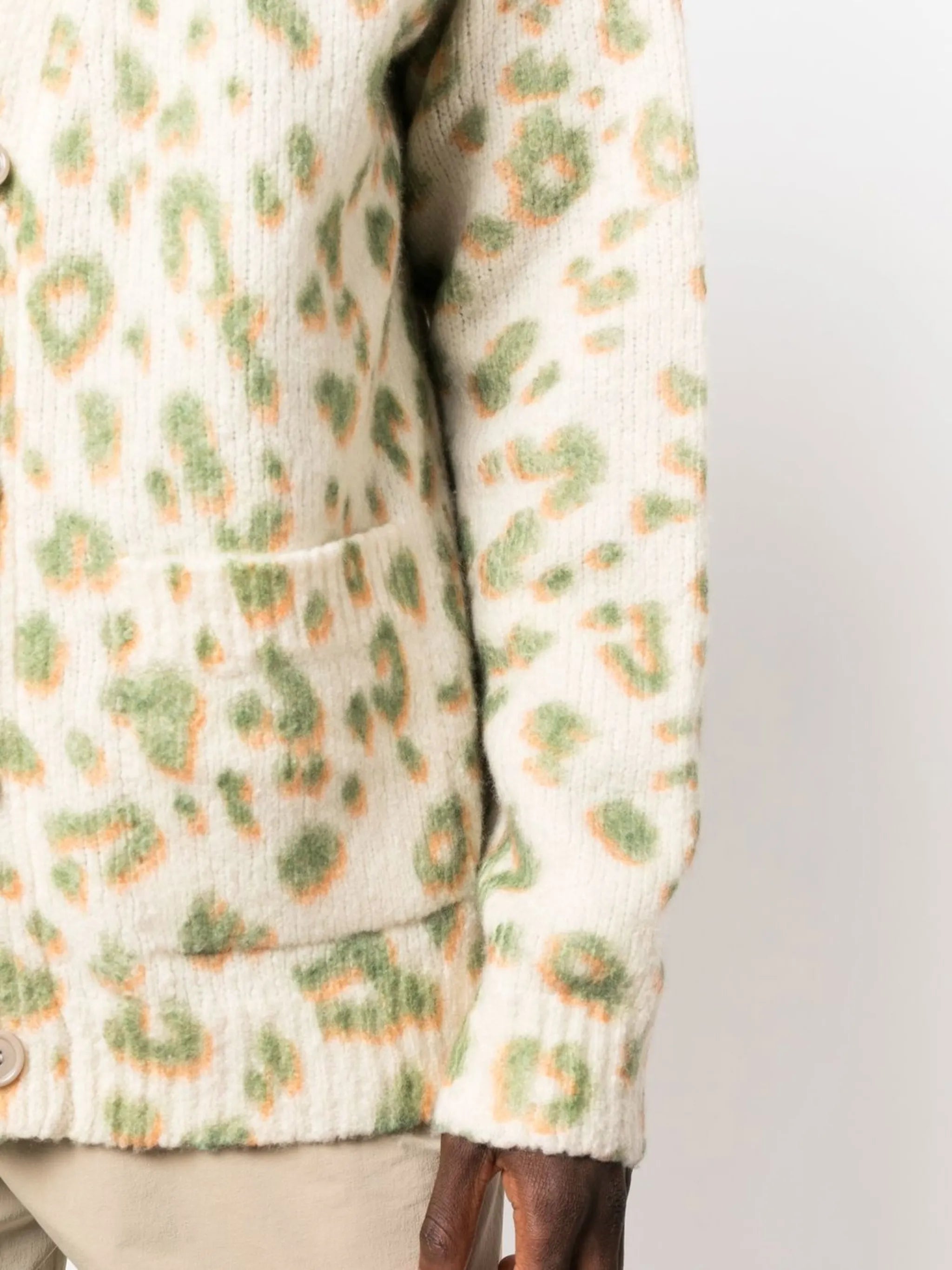 V-neck leopard-print cardigan