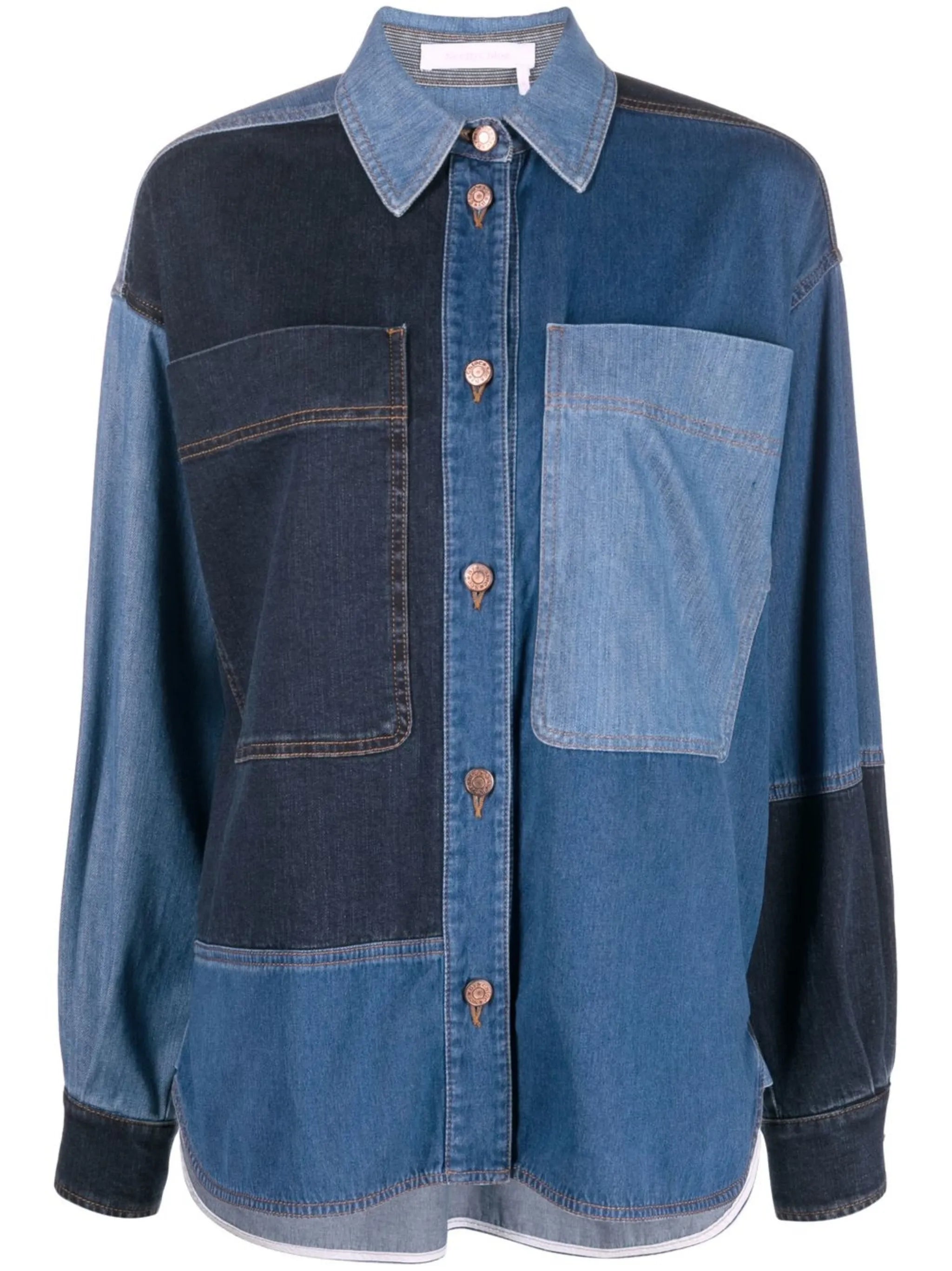 patchwork denim shirt