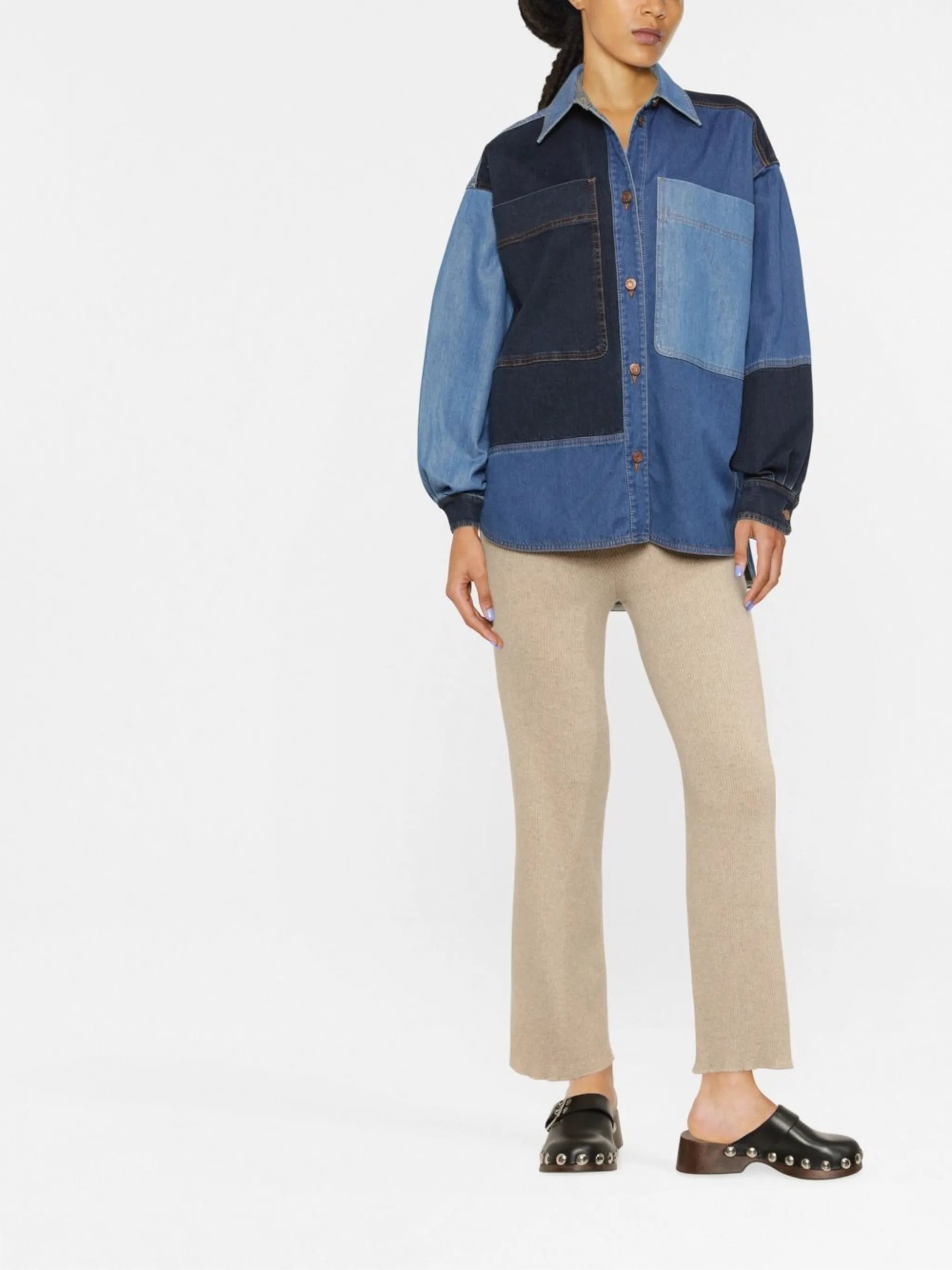 patchwork denim shirt