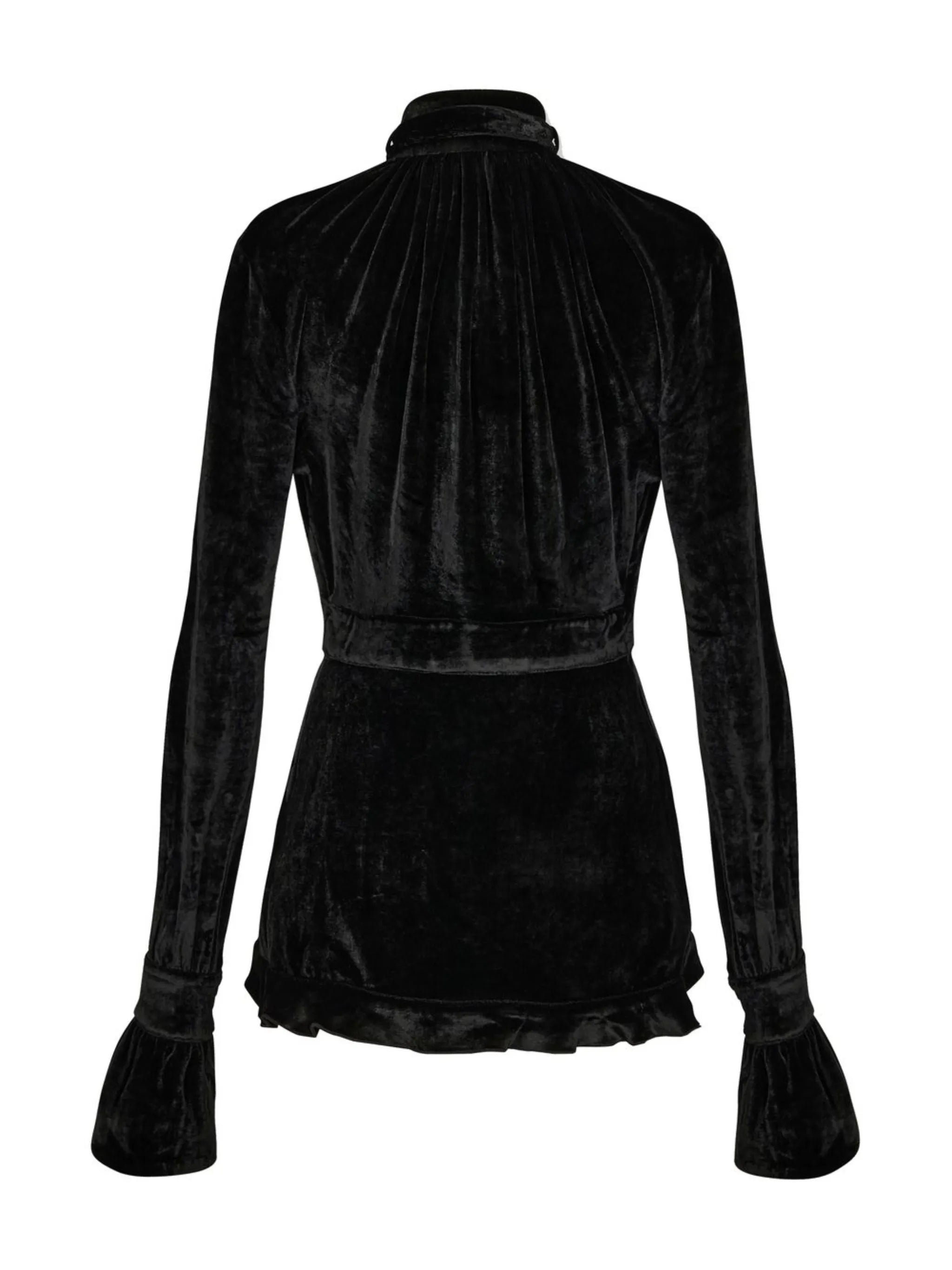 velvet crystal-button blouse