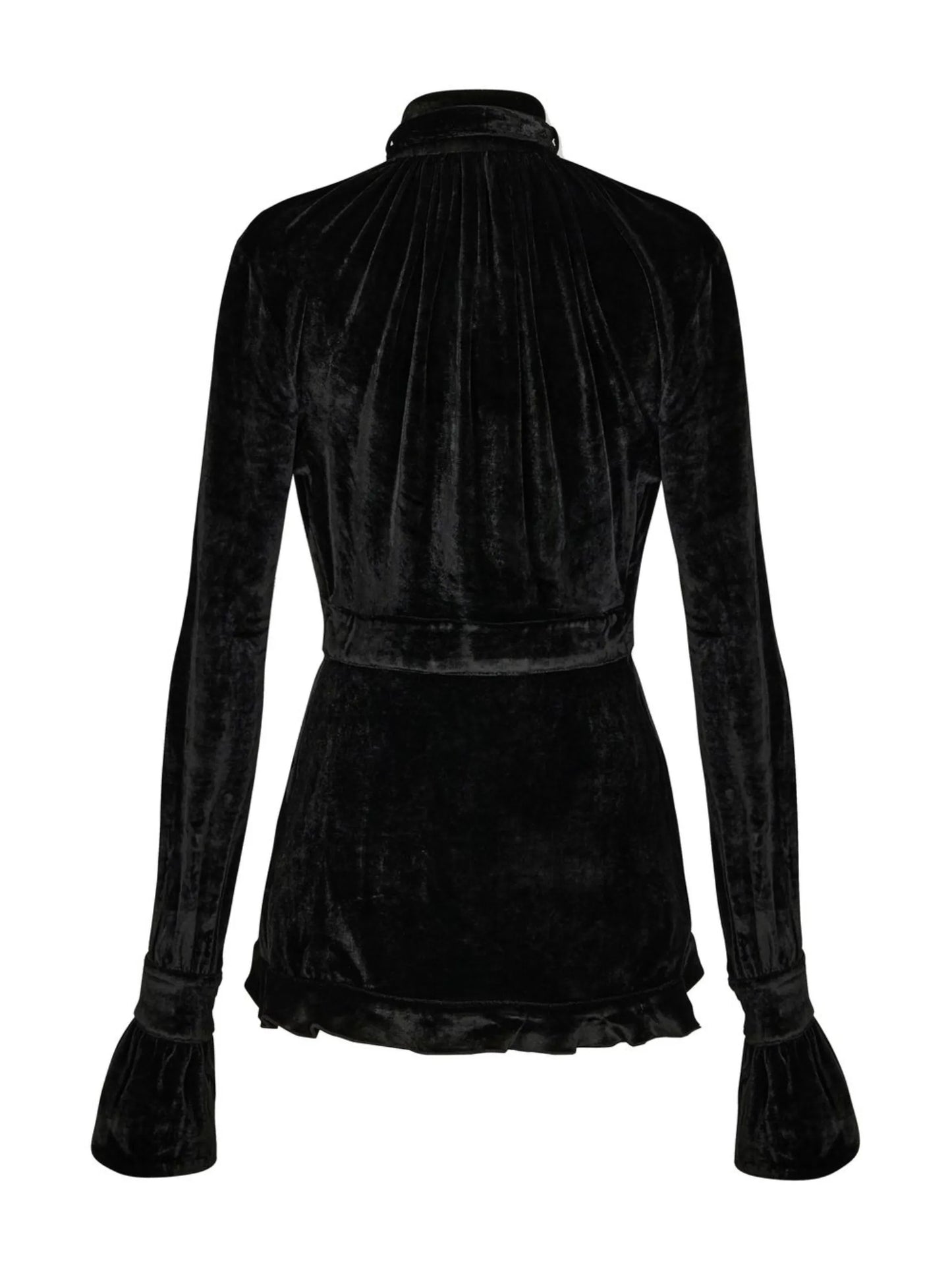 velvet crystal-button blouse