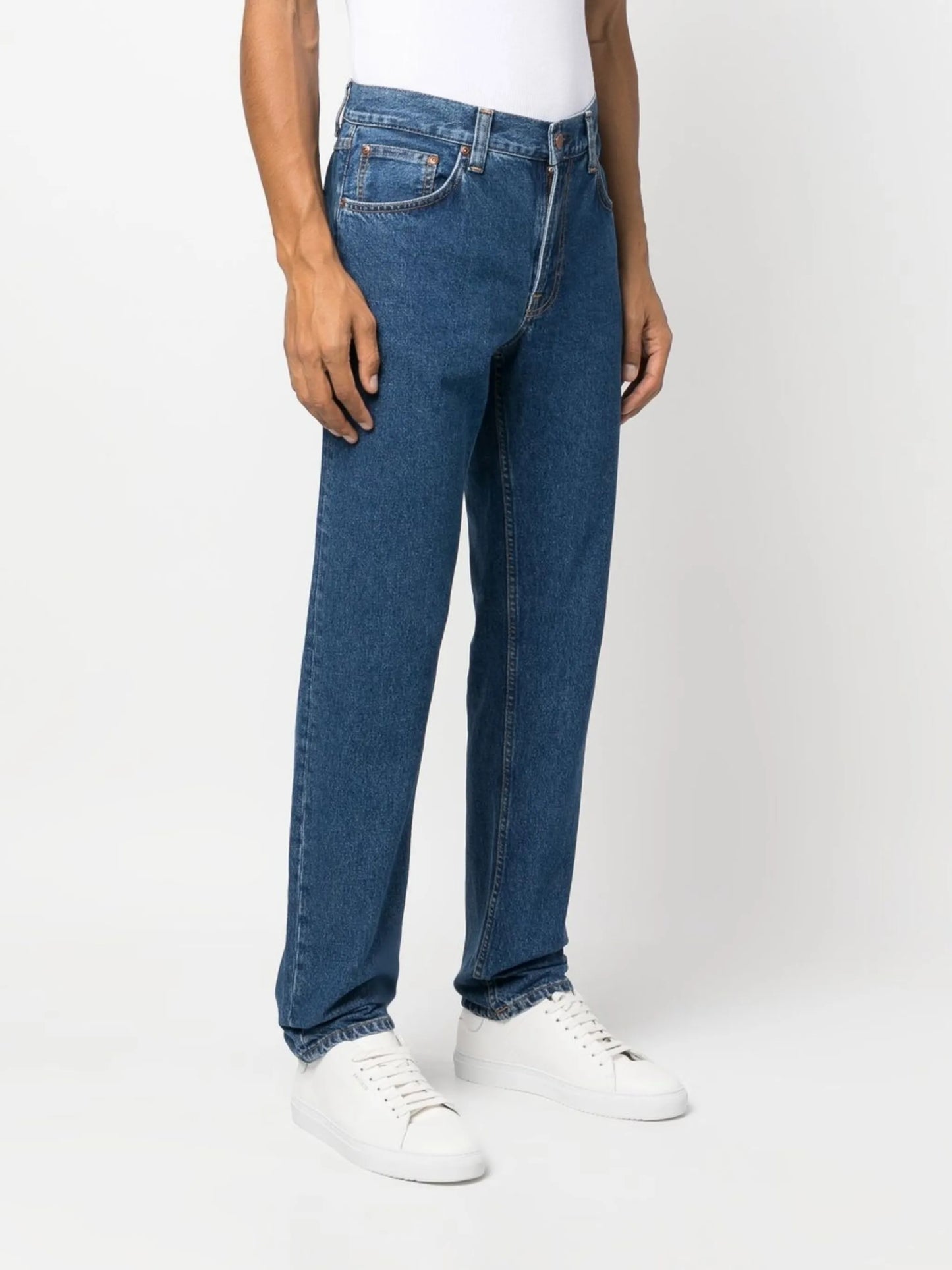 mid-rise straight-leg jeans