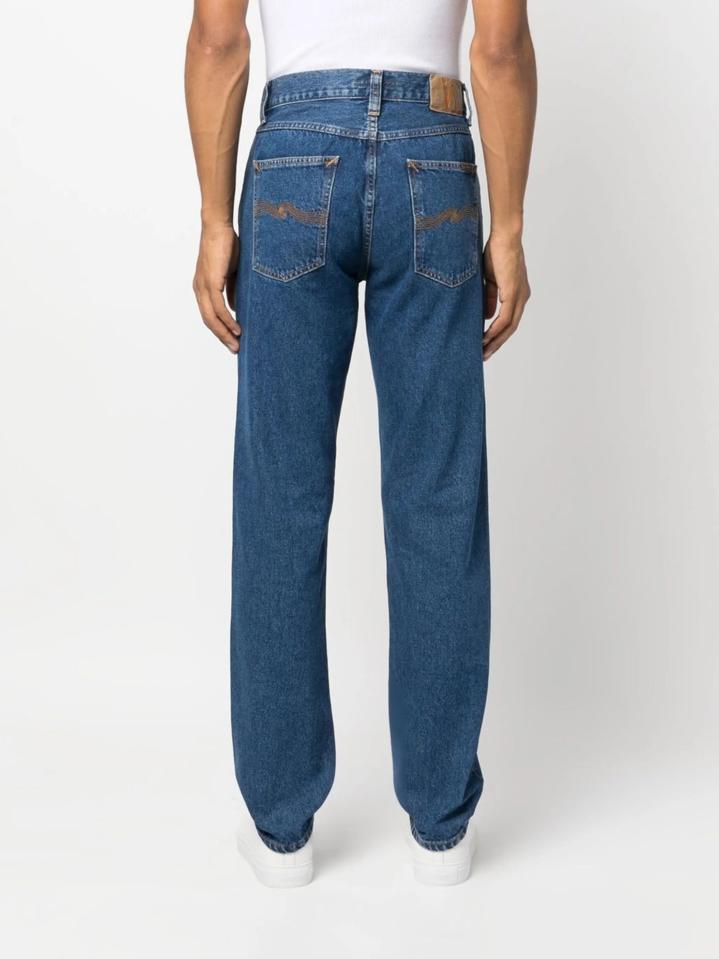 mid-rise straight-leg jeans