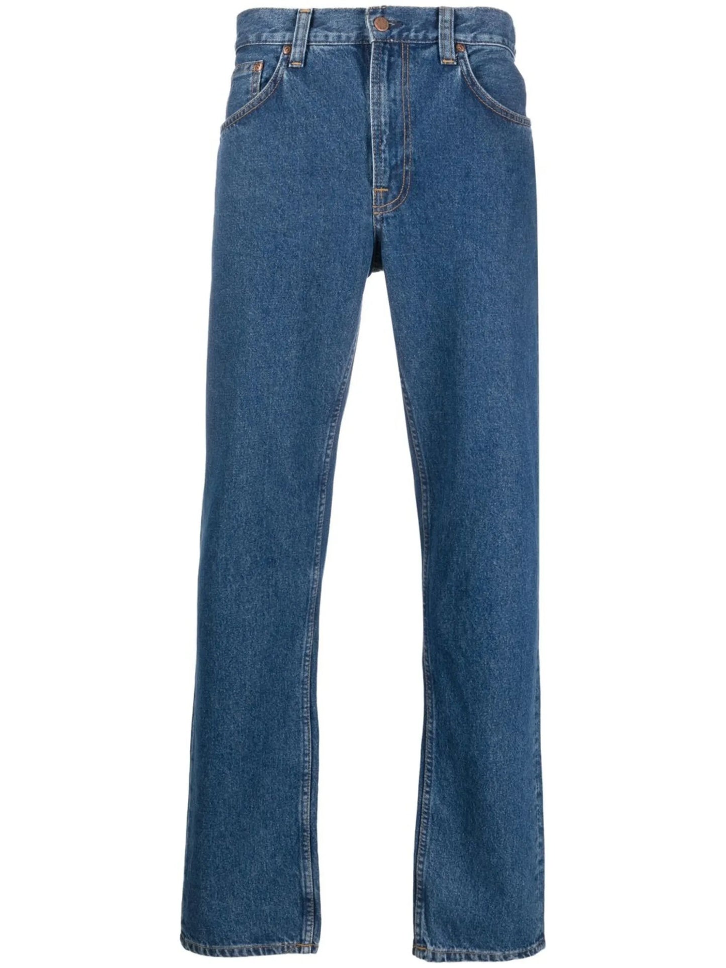 mid-rise straight-leg jeans
