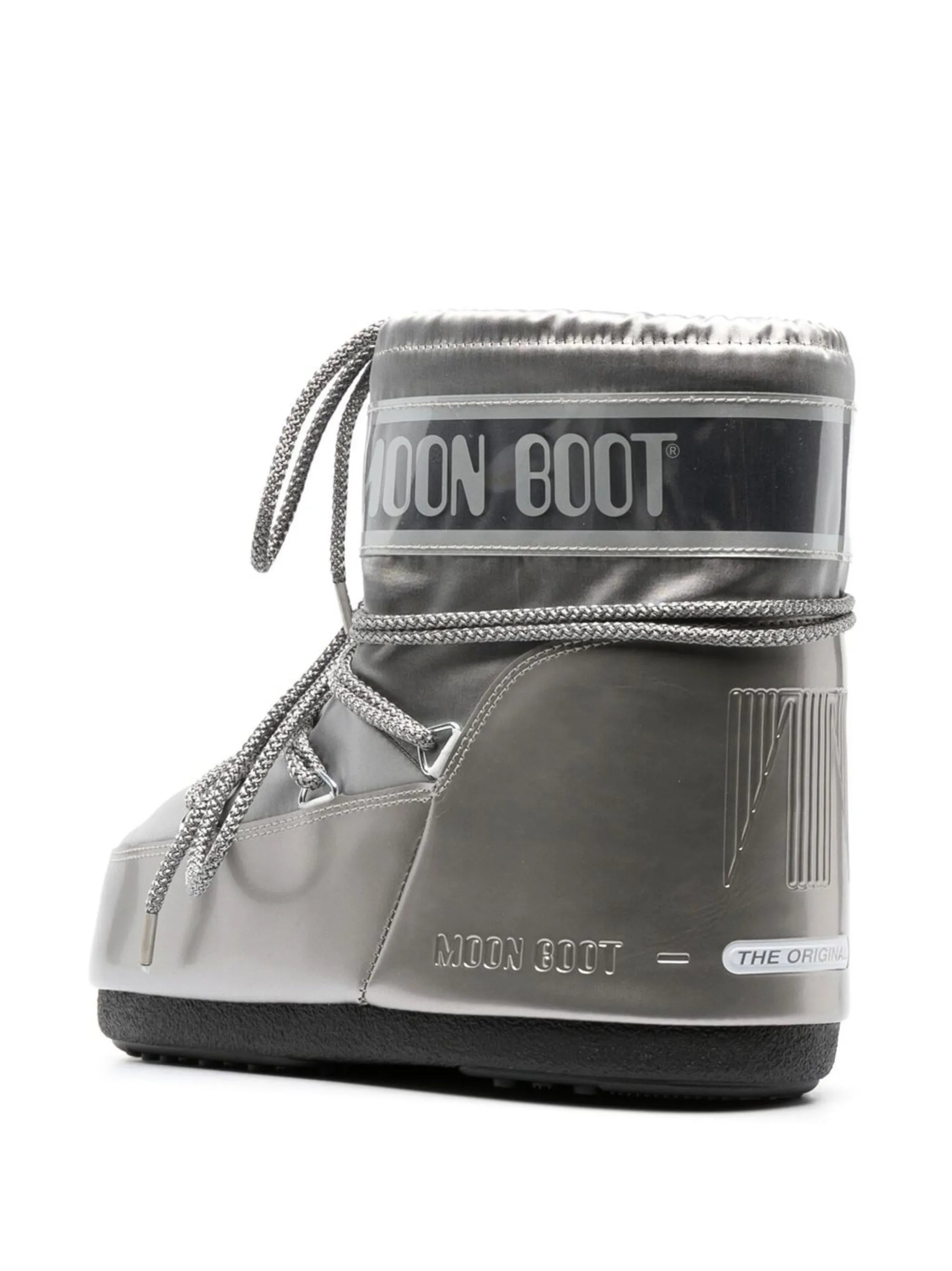 Icon Low glance silver satin boots