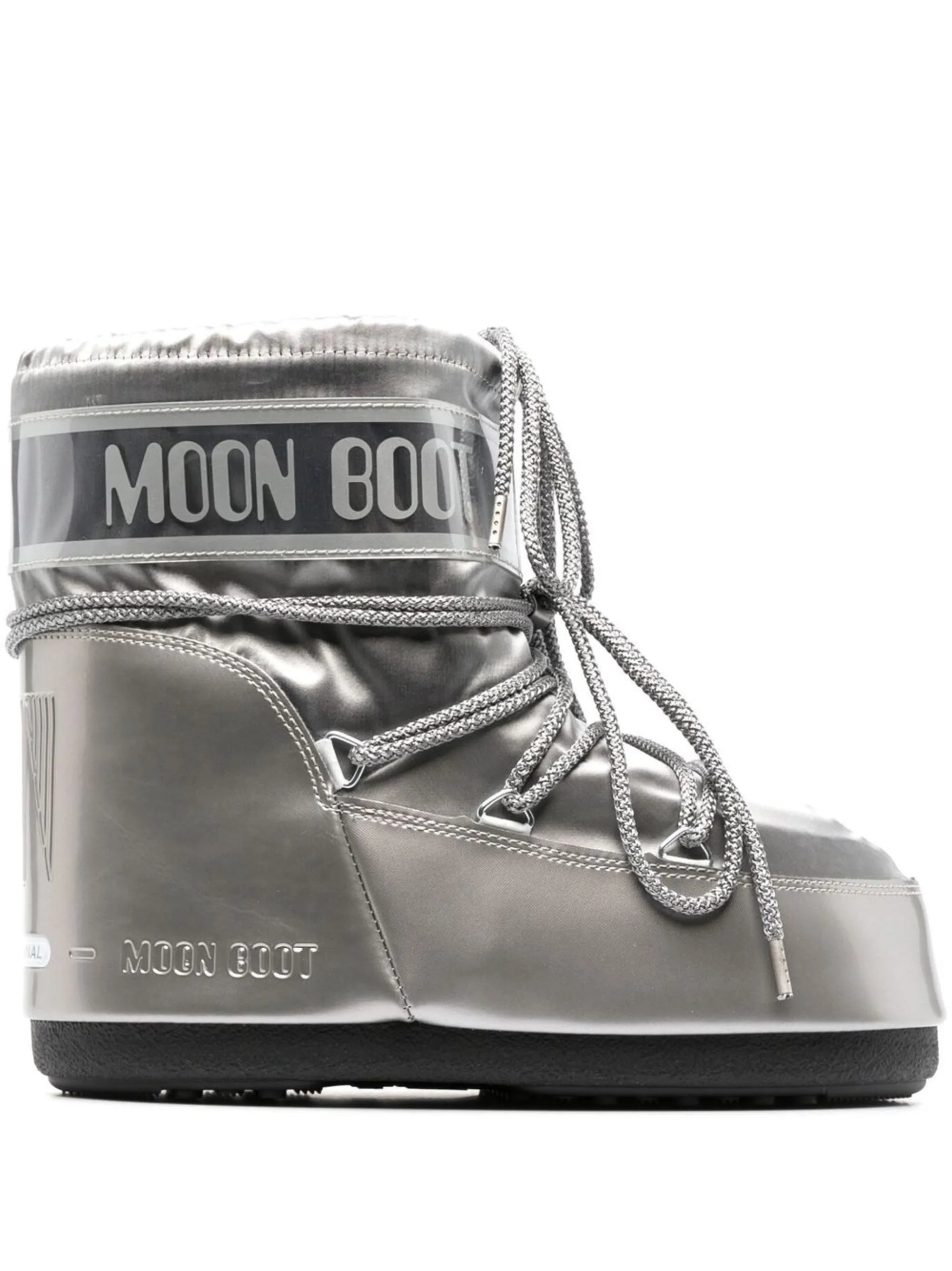 Icon Low glance silver satin boots