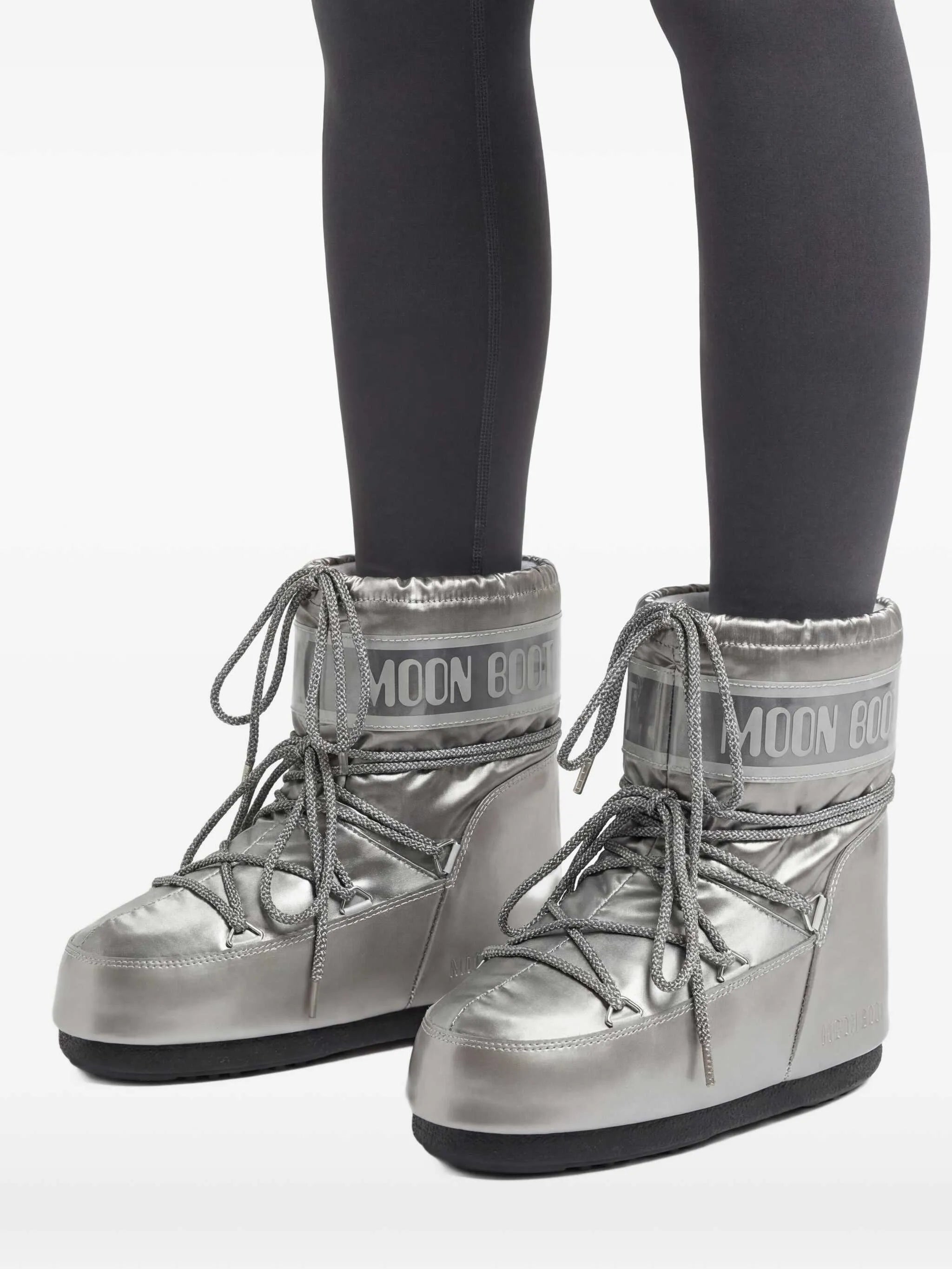 Icon Low glance silver satin boots