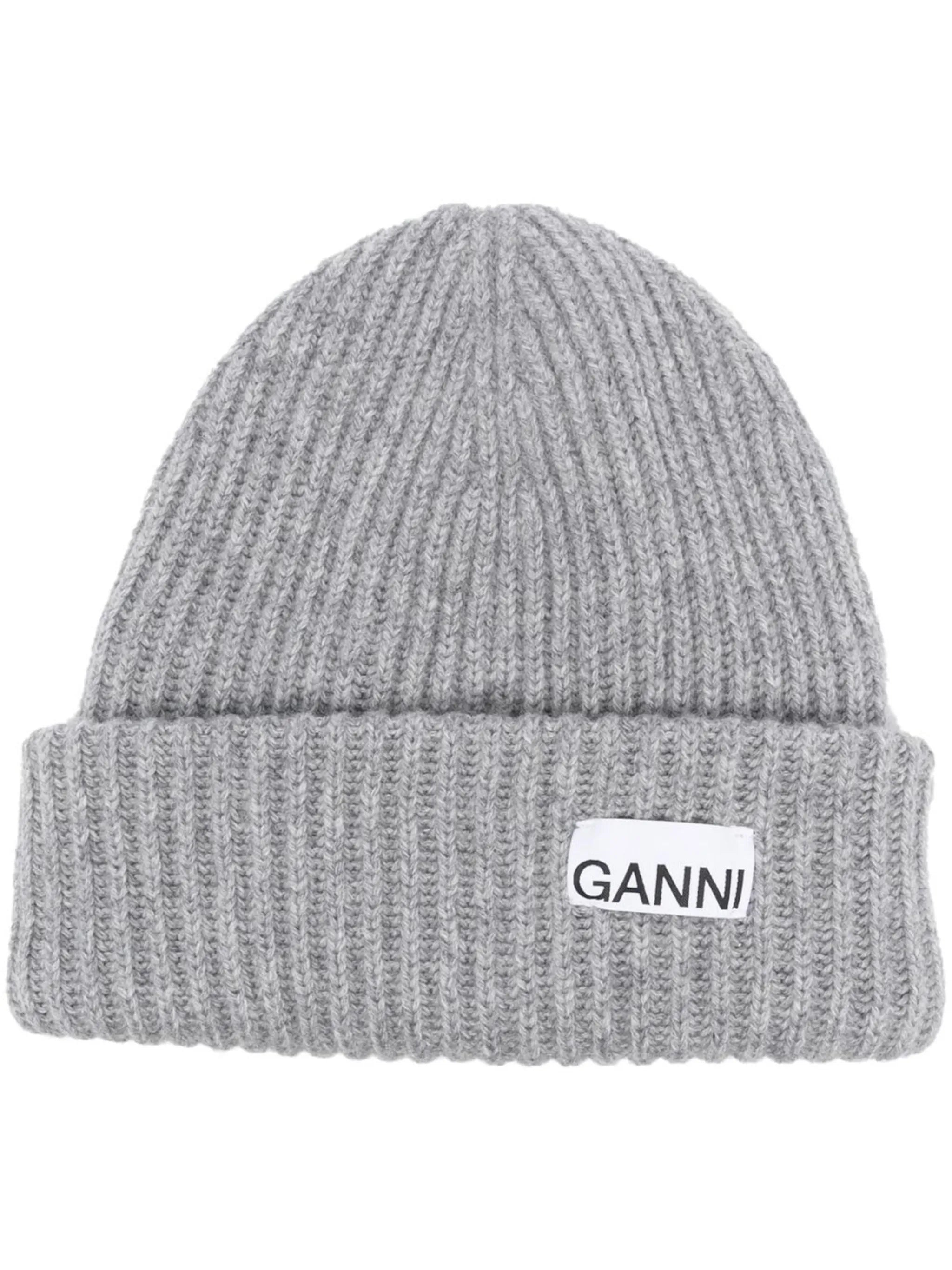 logo-patch rib-knit beanie