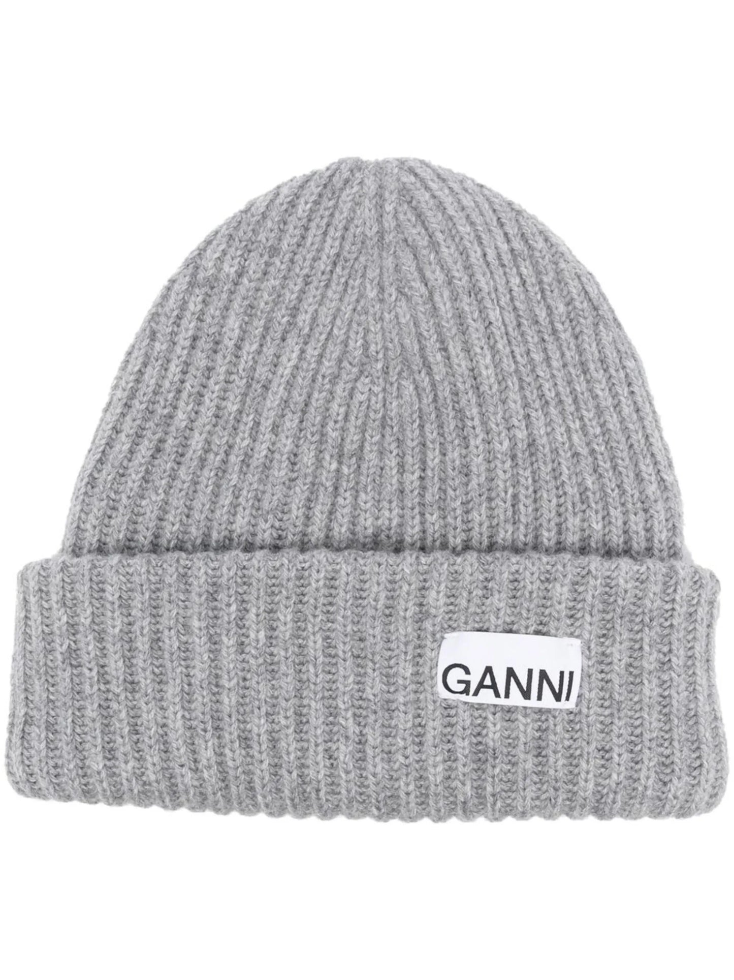 logo-patch rib-knit beanie