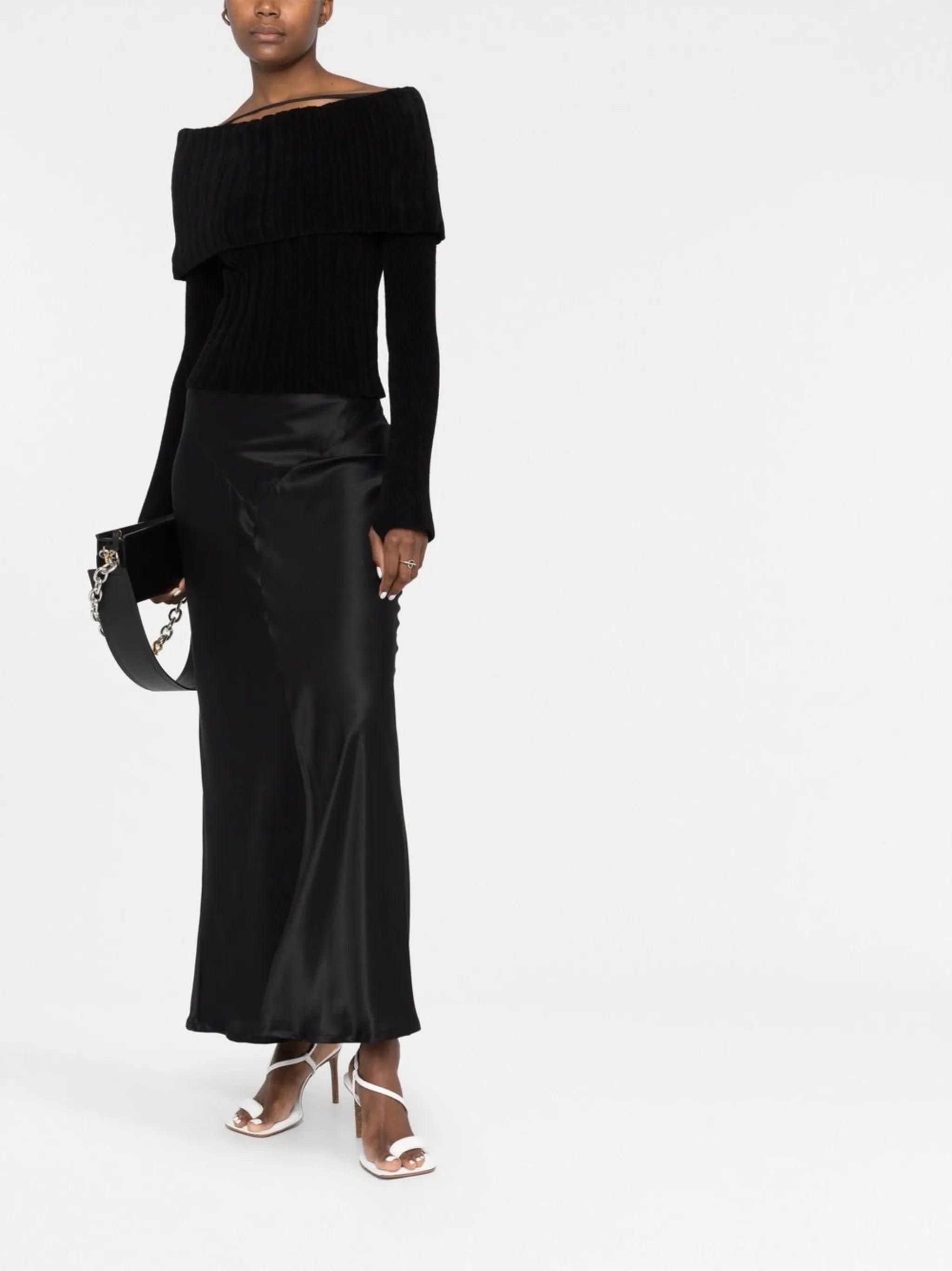 off-shoulder ribbed-knit jumper