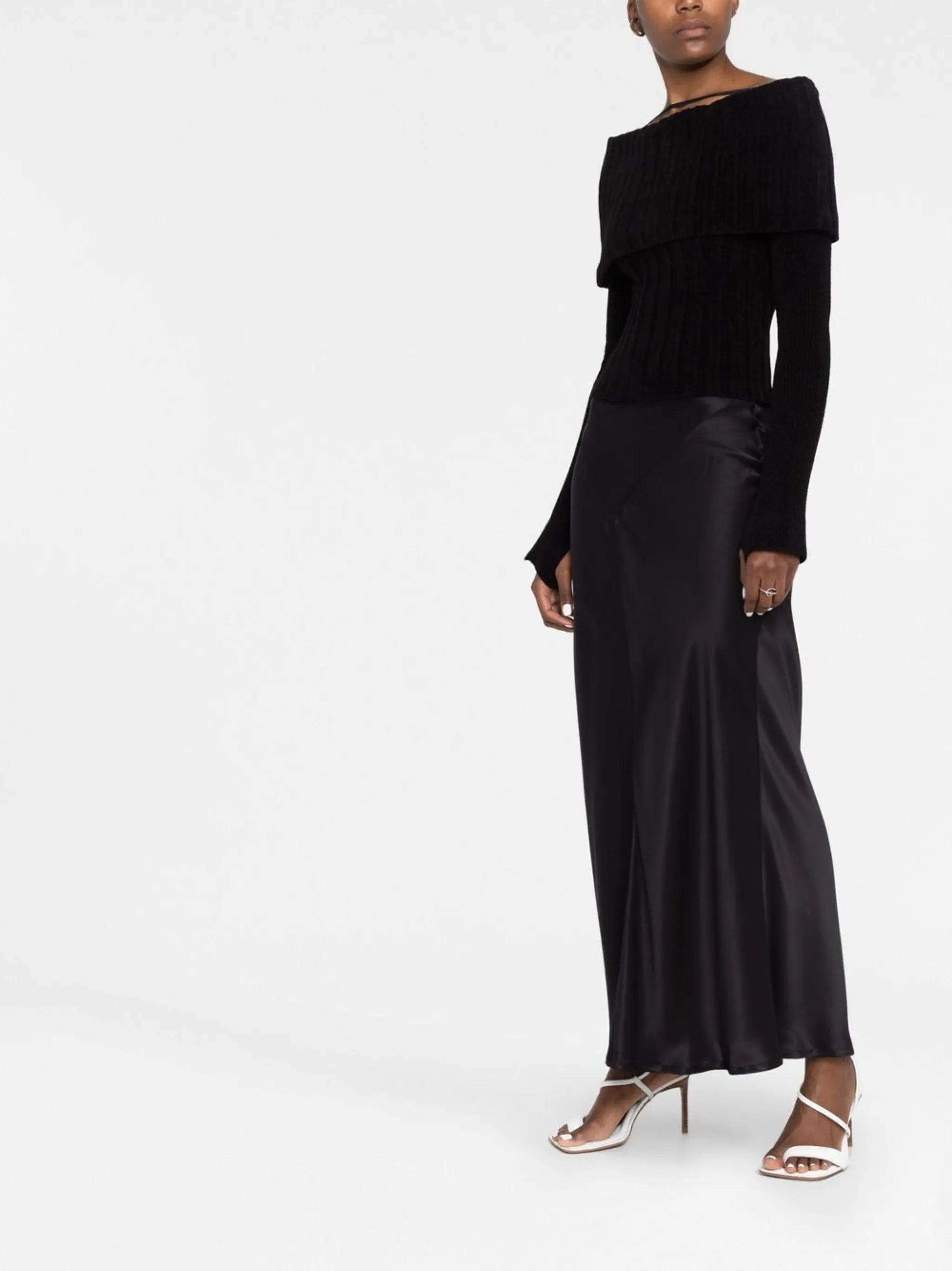 off-shoulder ribbed-knit jumper