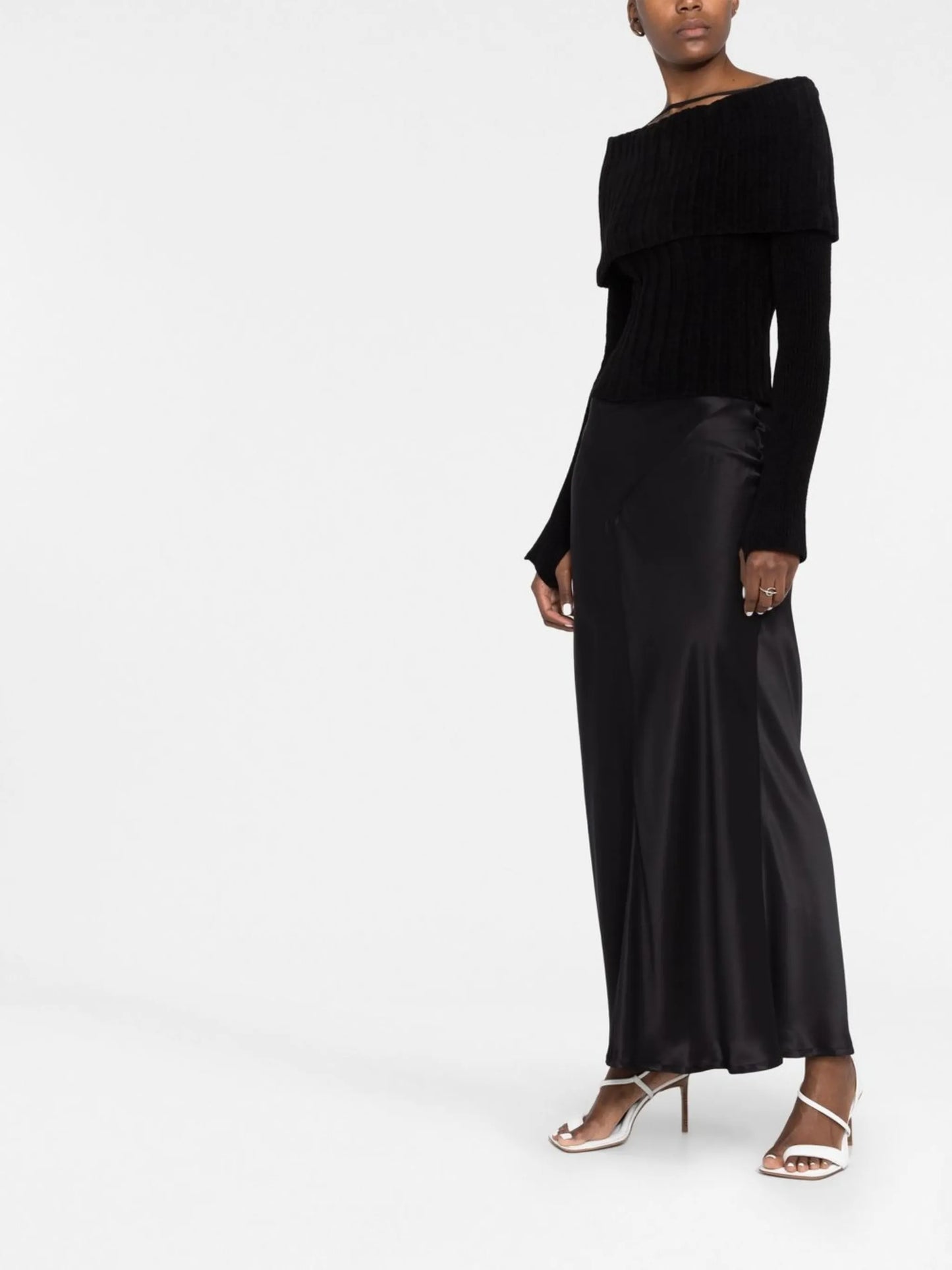 off-shoulder ribbed-knit jumper