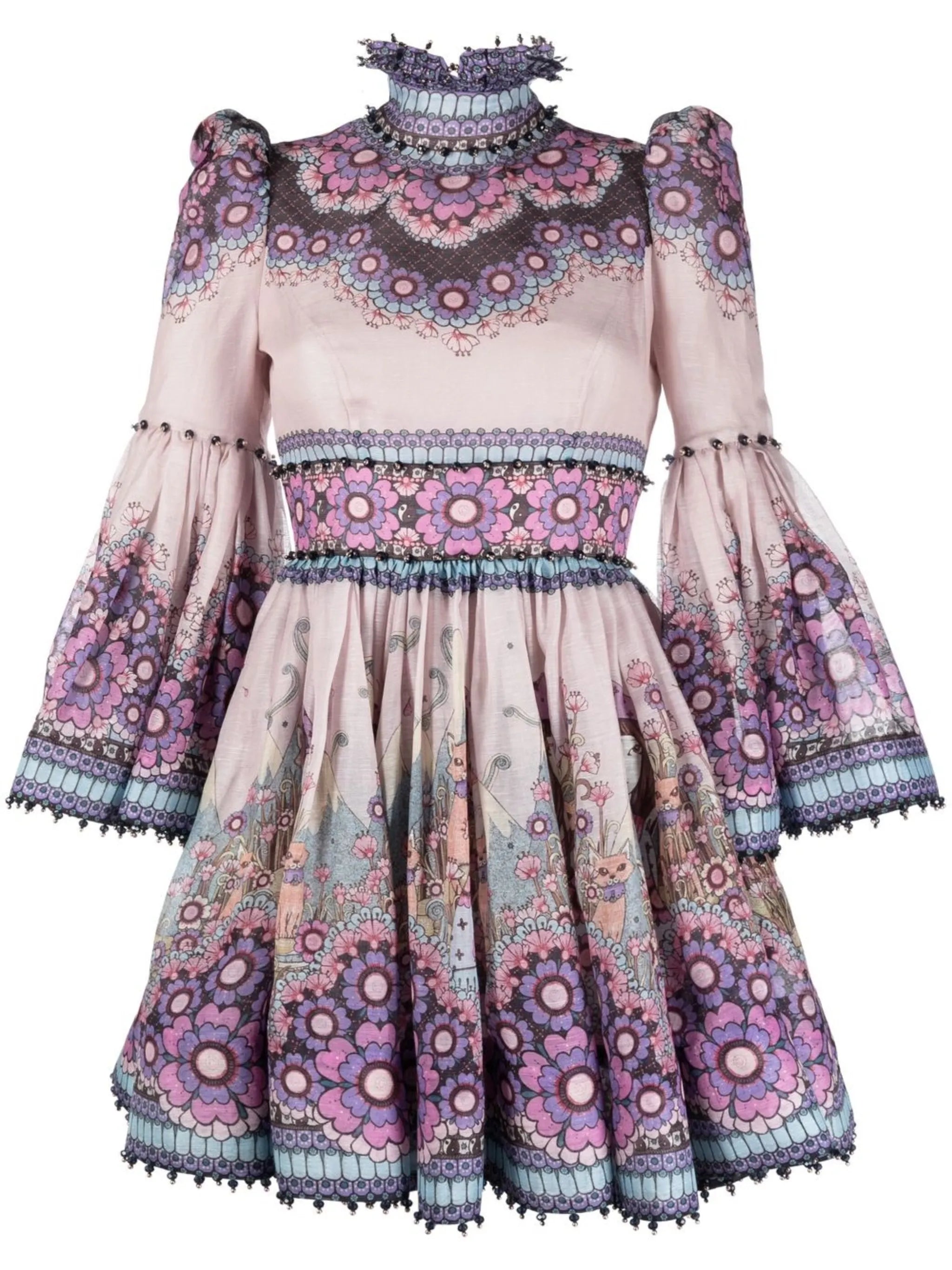 Celestial bell-sleeve minidress